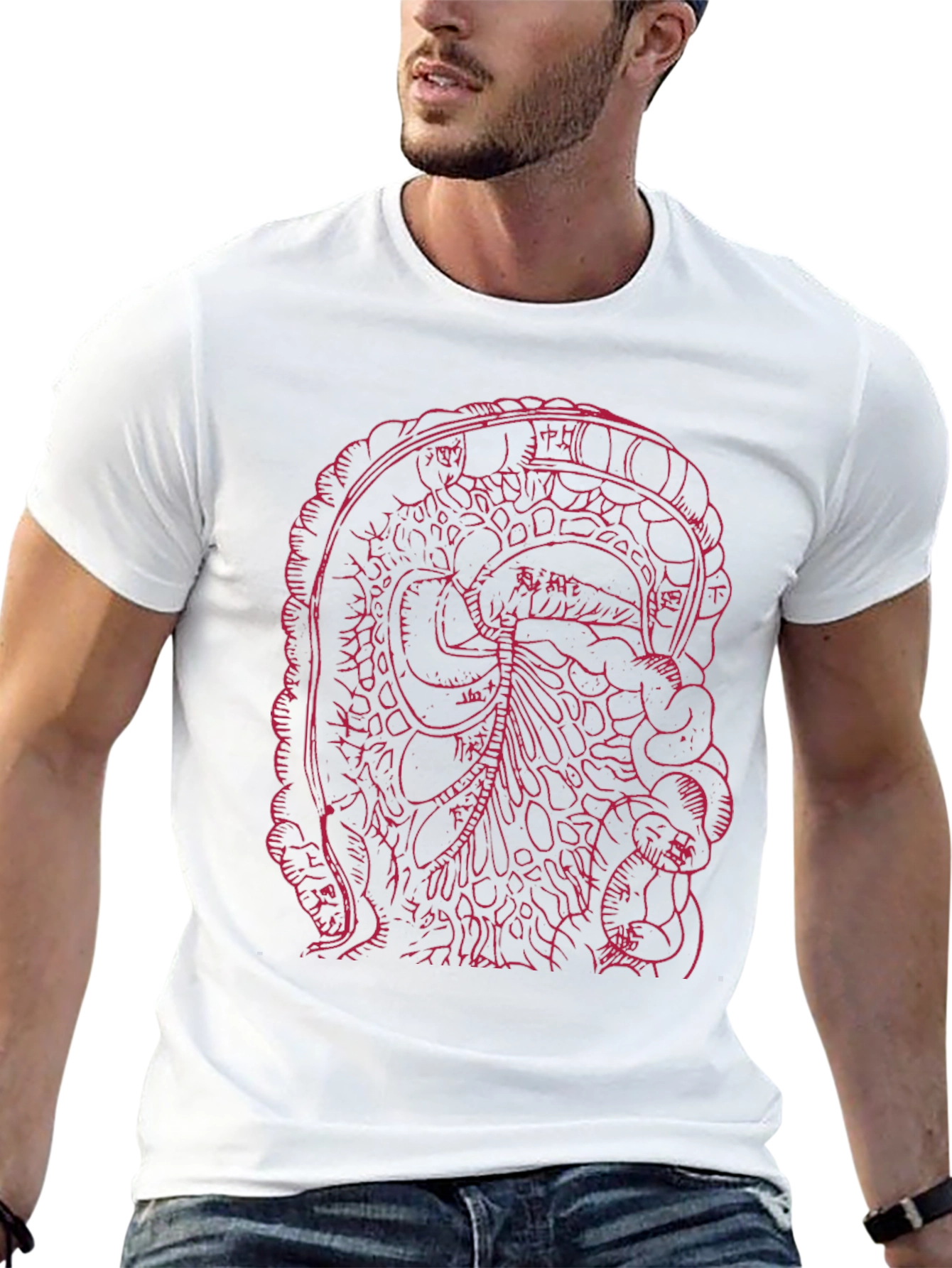 Black Graphic Tee - Intestine Design