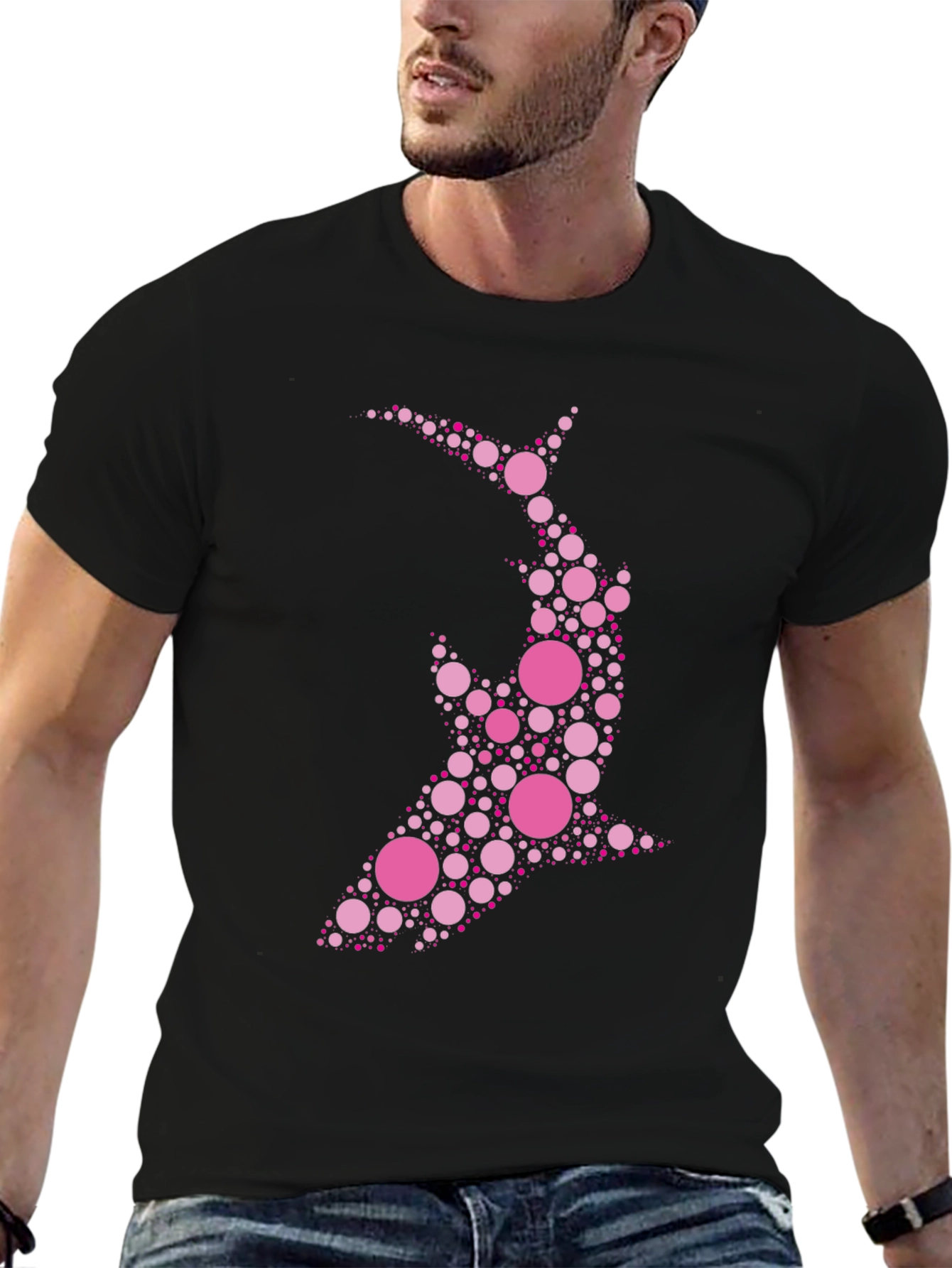 Dot Art Shark Black T-Shirt