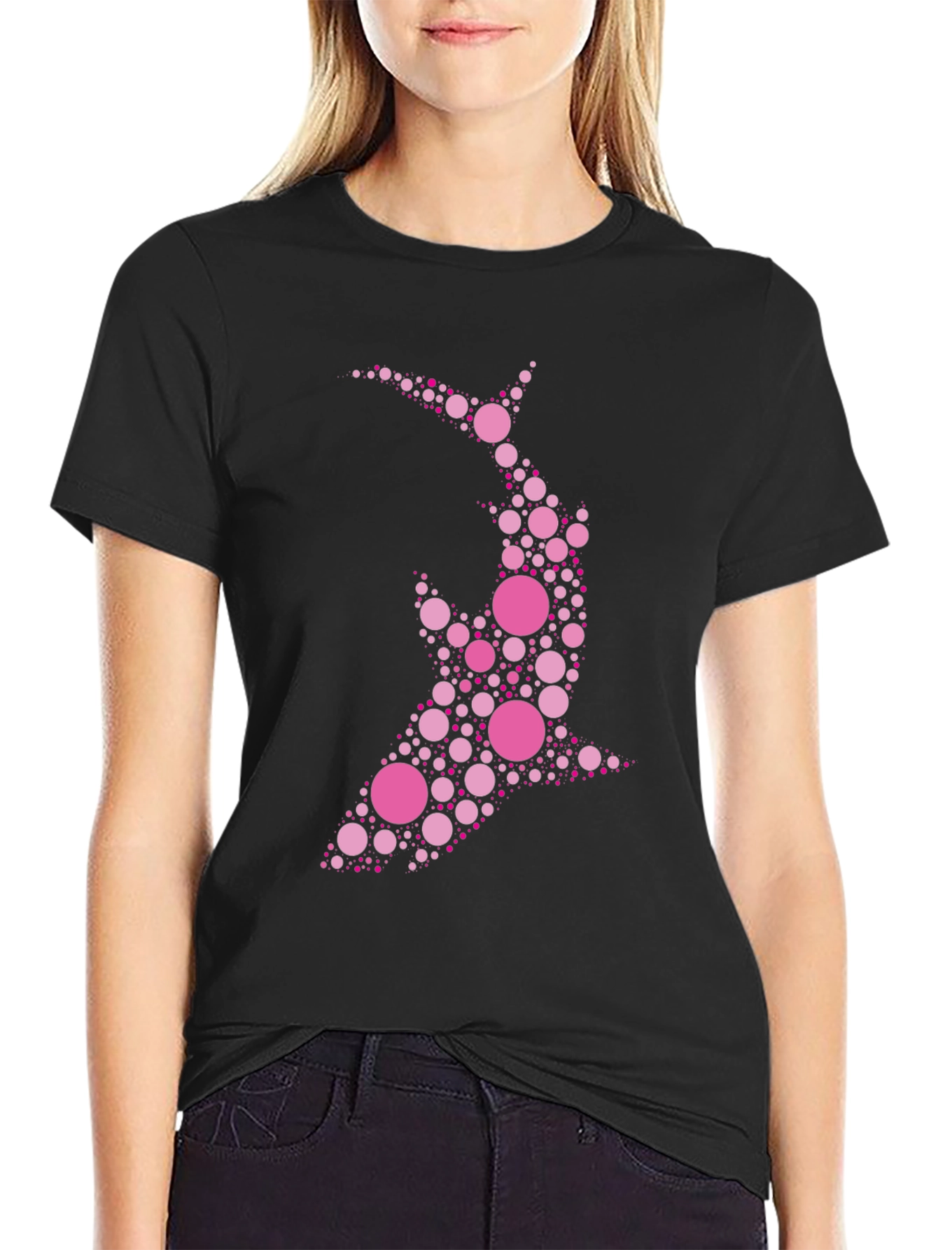 Dot Art Shark Black T-Shirt