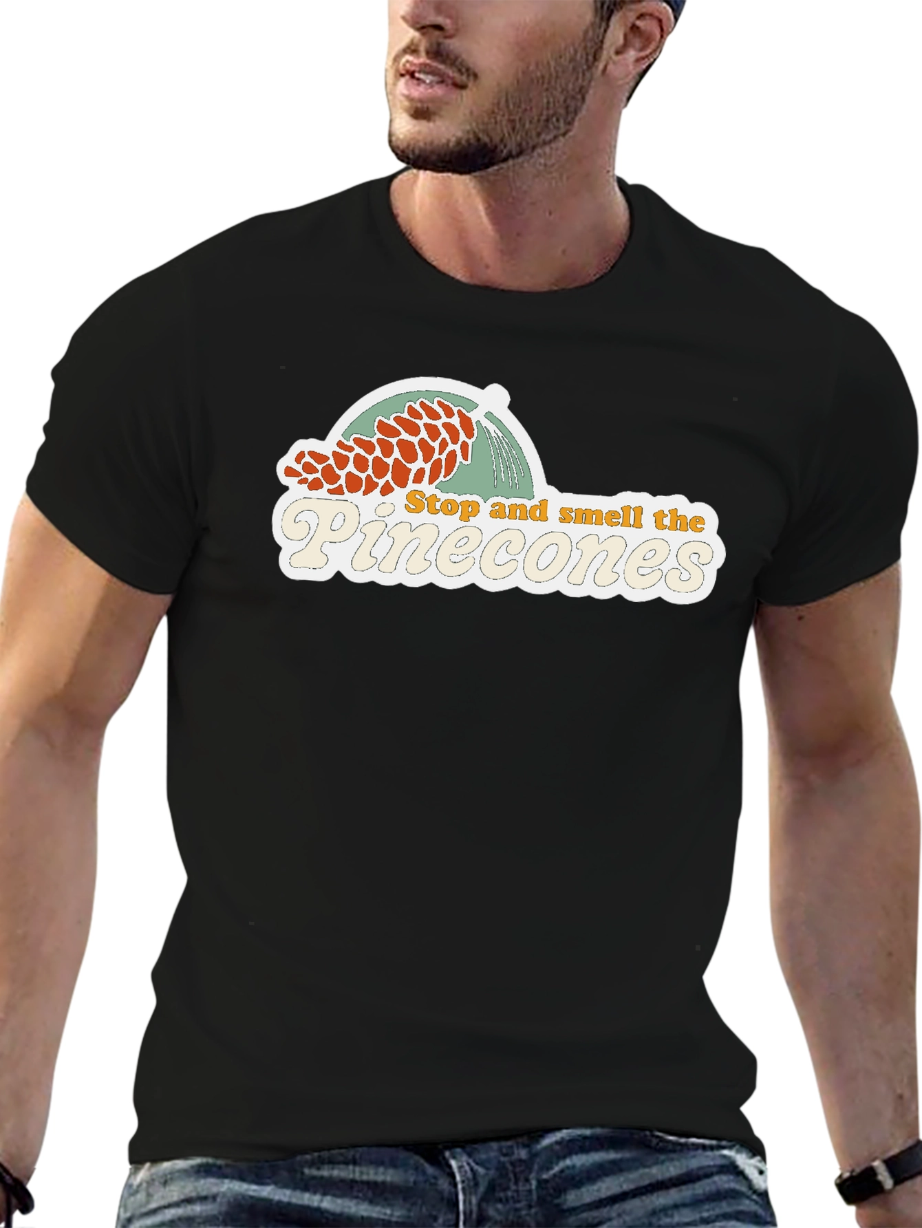 Stop and Smell the Pinecones Graphic Tee - Black