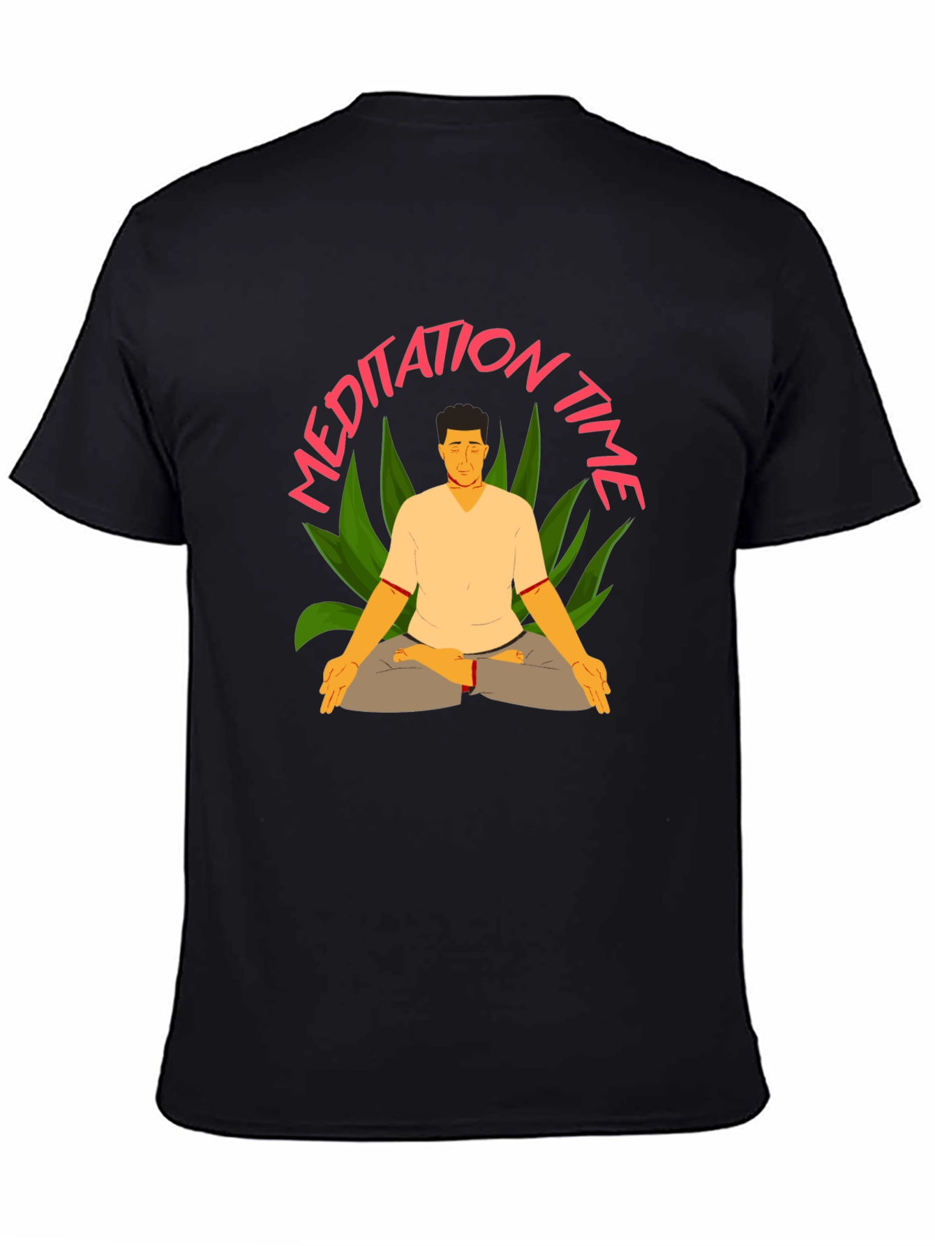 Meditation Time Black T-Shirt for Men