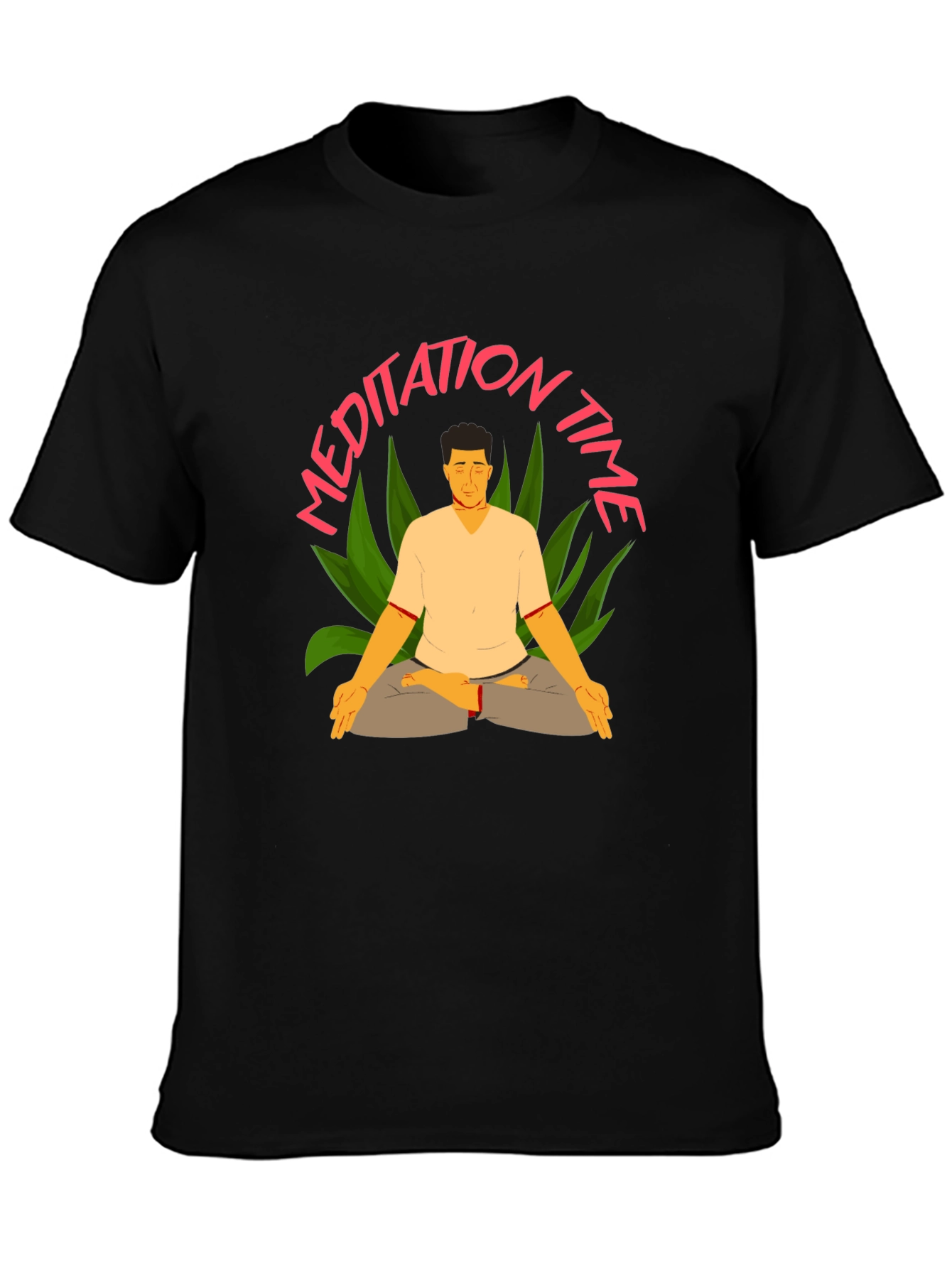 Meditation Time Black T-Shirt for Men
