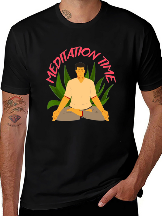 Meditation Time Black T-Shirt for Men