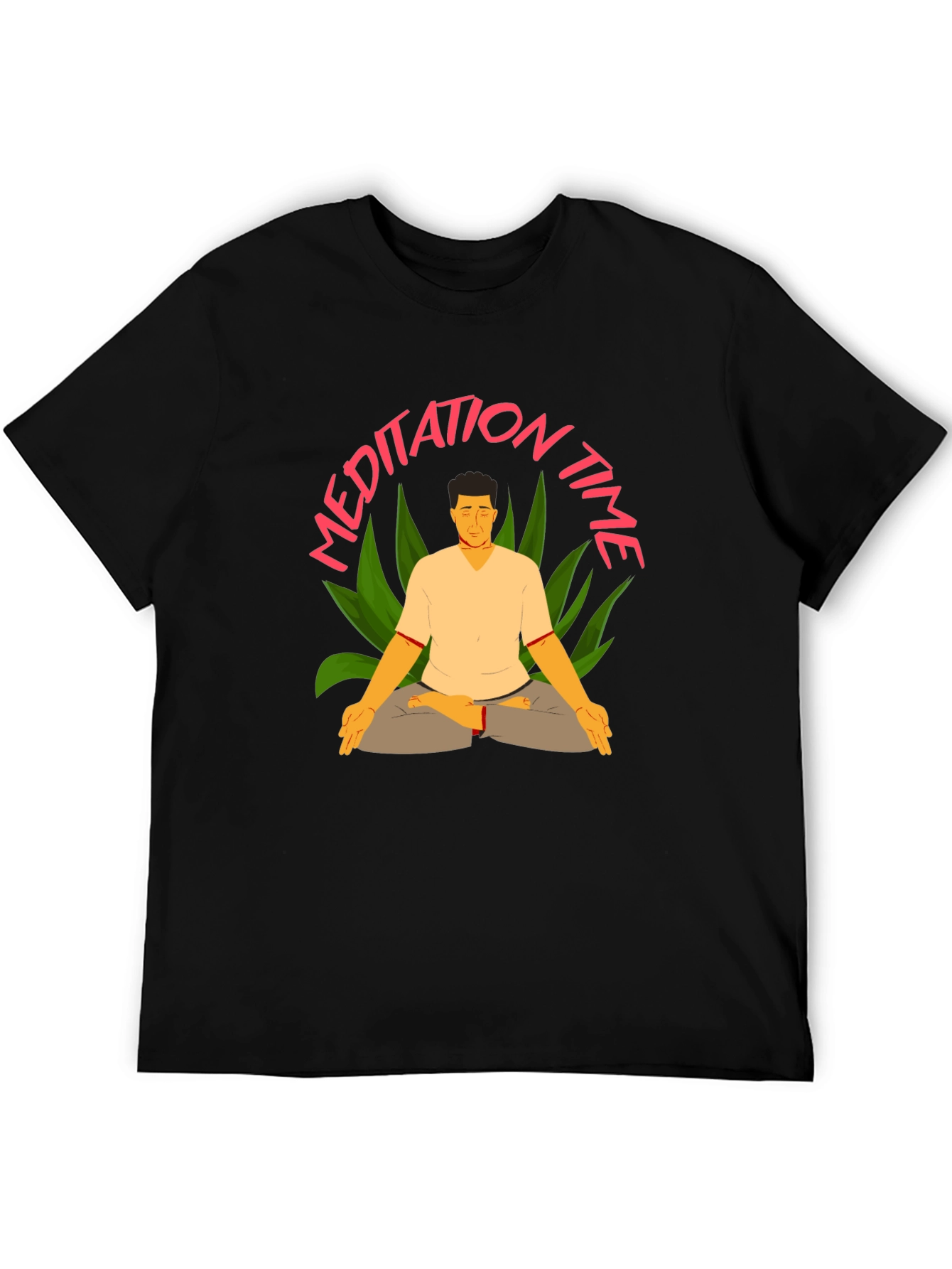 Meditation Time Black T-Shirt for Men
