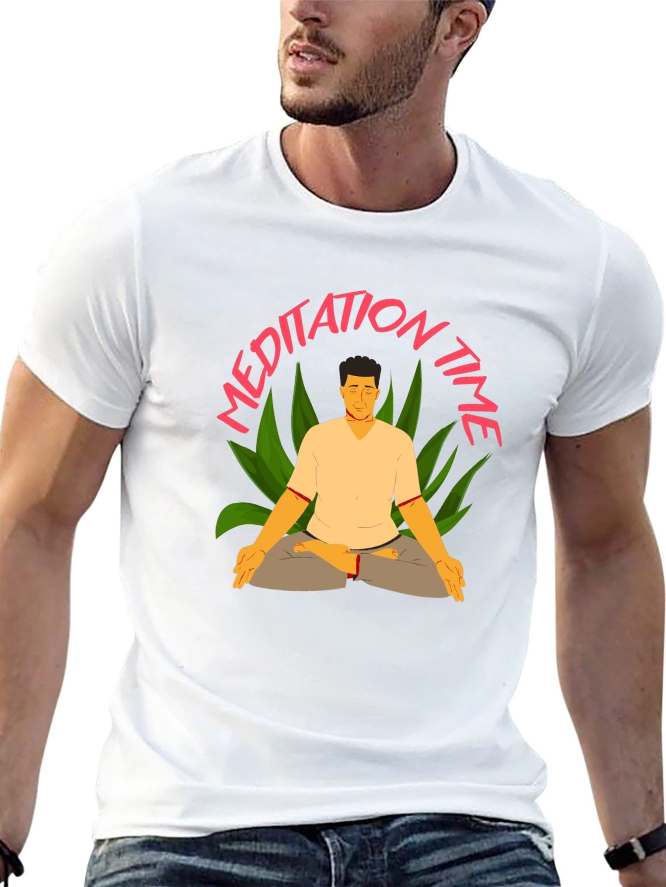 Meditation Time Black T-Shirt for Men