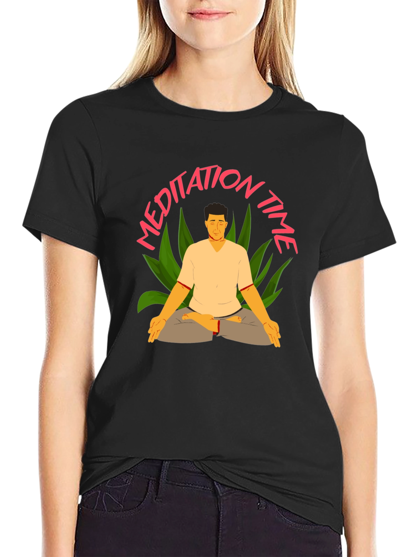 Meditation Time Black T-Shirt for Men
