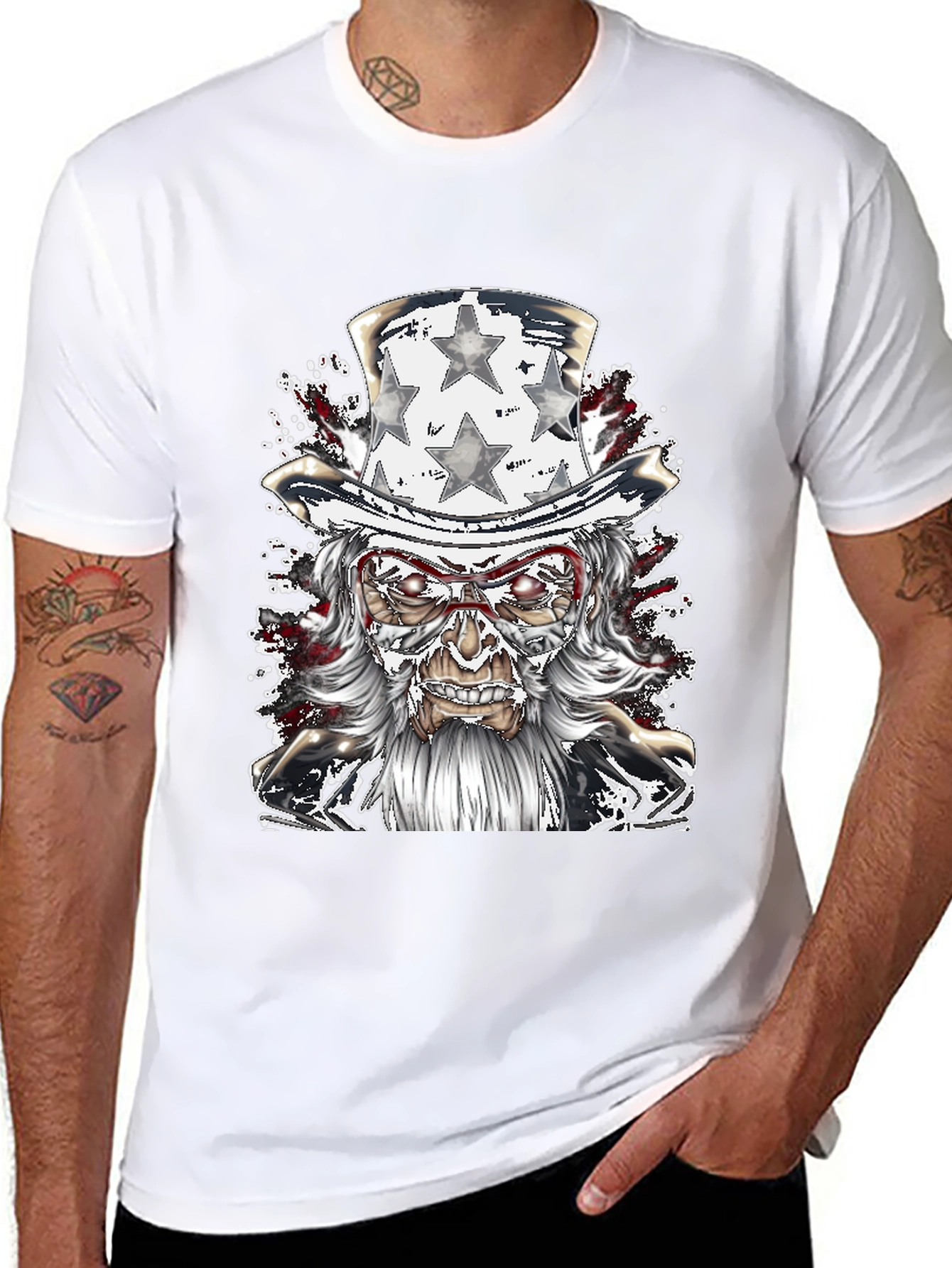 Uncle Sam Graphic Tee - Patriotic Horror