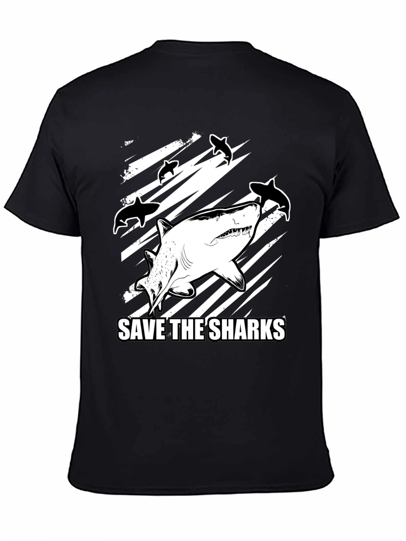 Save the Sharks Graphic T-Shirt - Black Cotton Tee