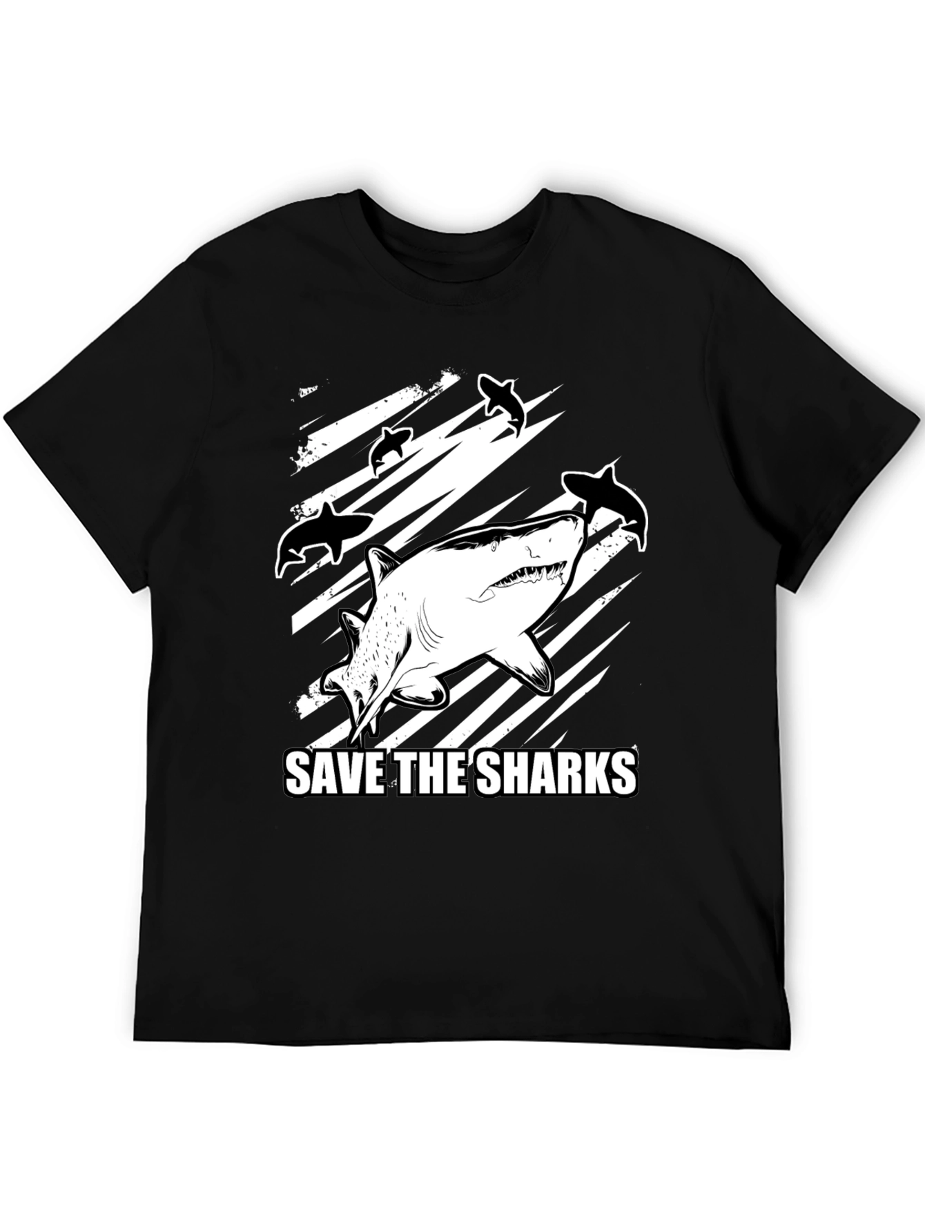 Save the Sharks Graphic T-Shirt - Black Cotton Tee