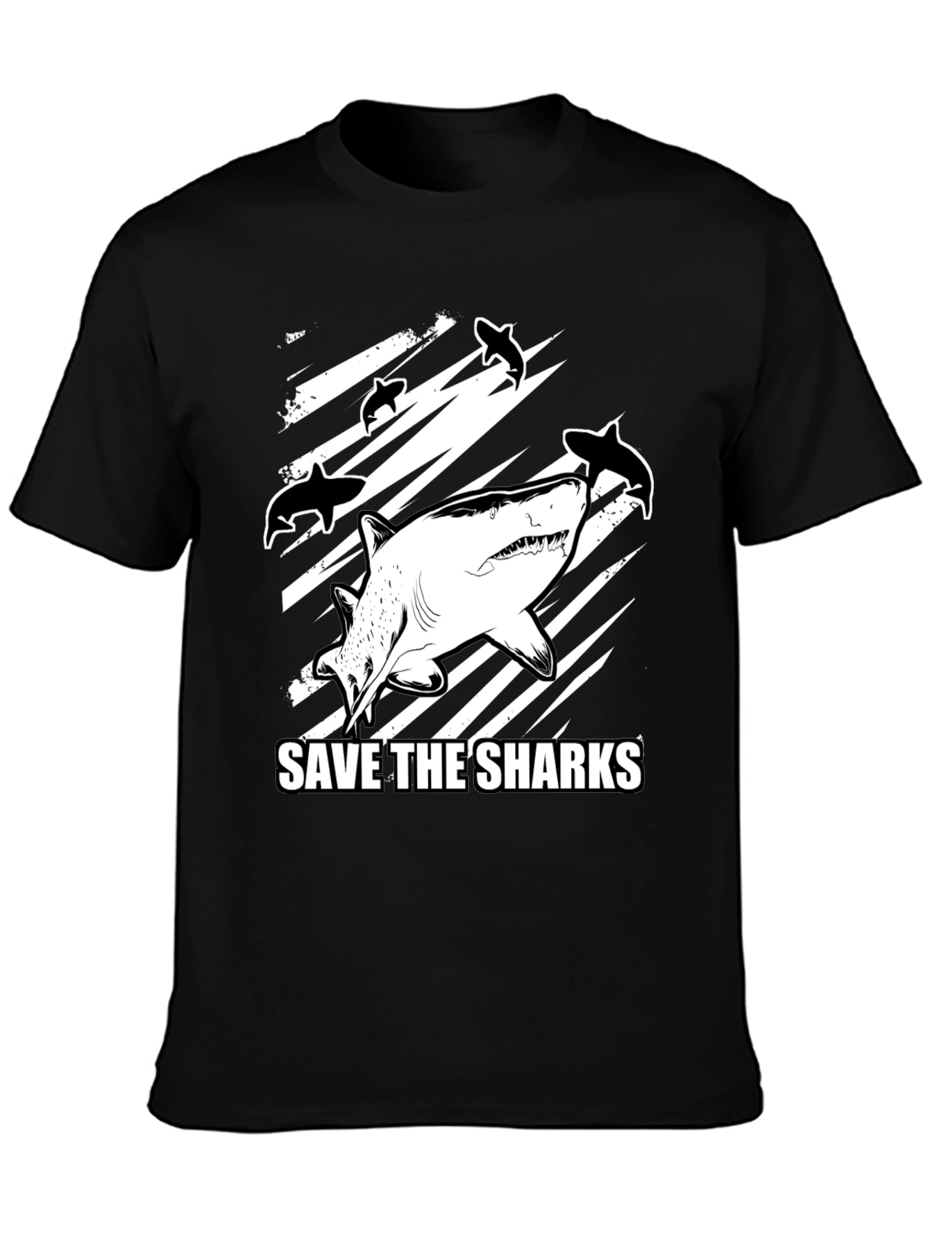 Save the Sharks Graphic T-Shirt - Black Cotton Tee
