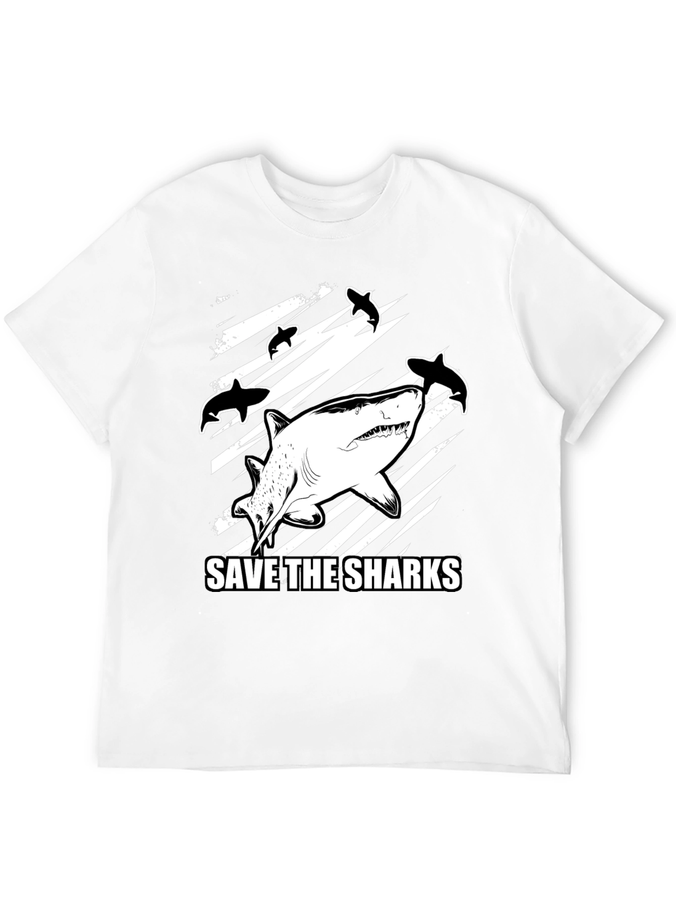 Save the Sharks Graphic T-Shirt - Black Cotton Tee