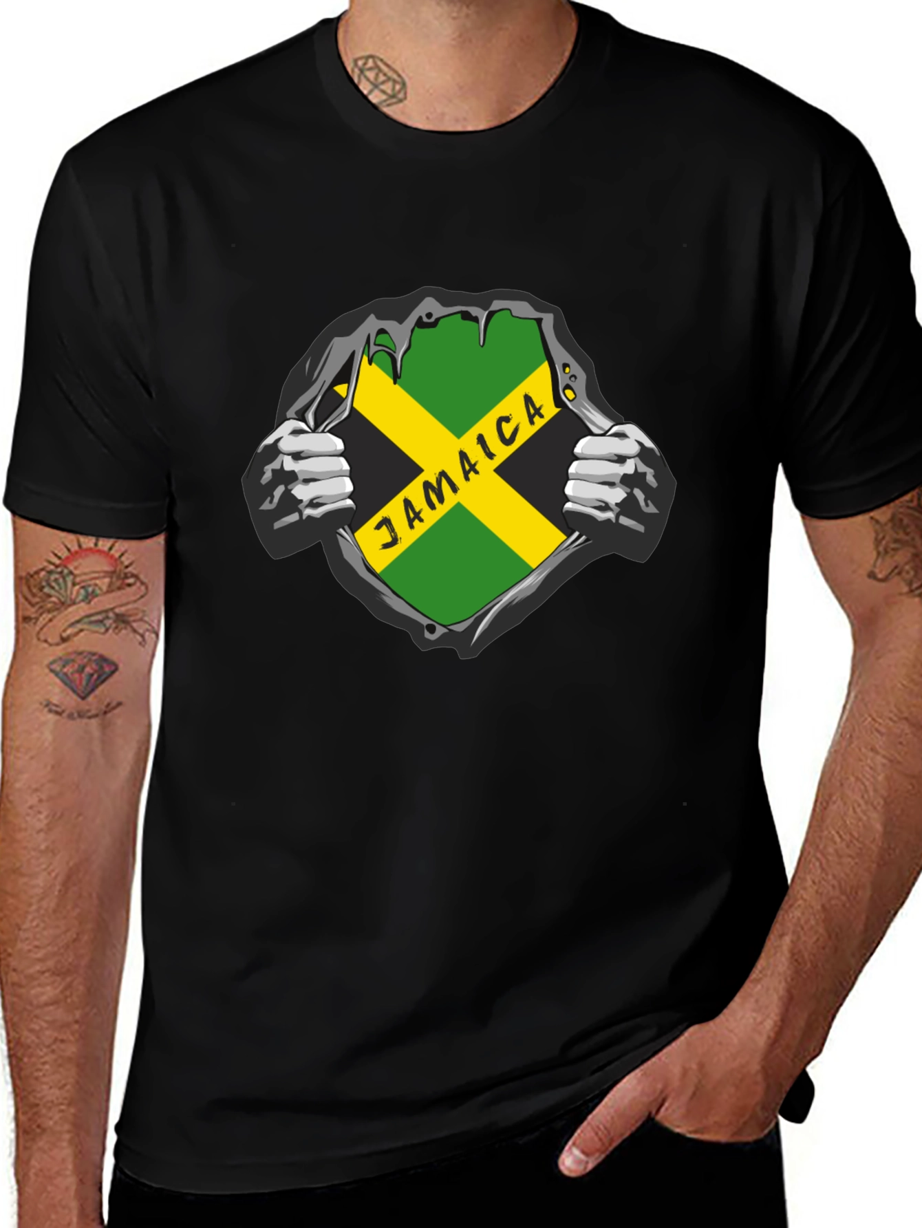 Jamaica Flag Graphic Black T-Shirt