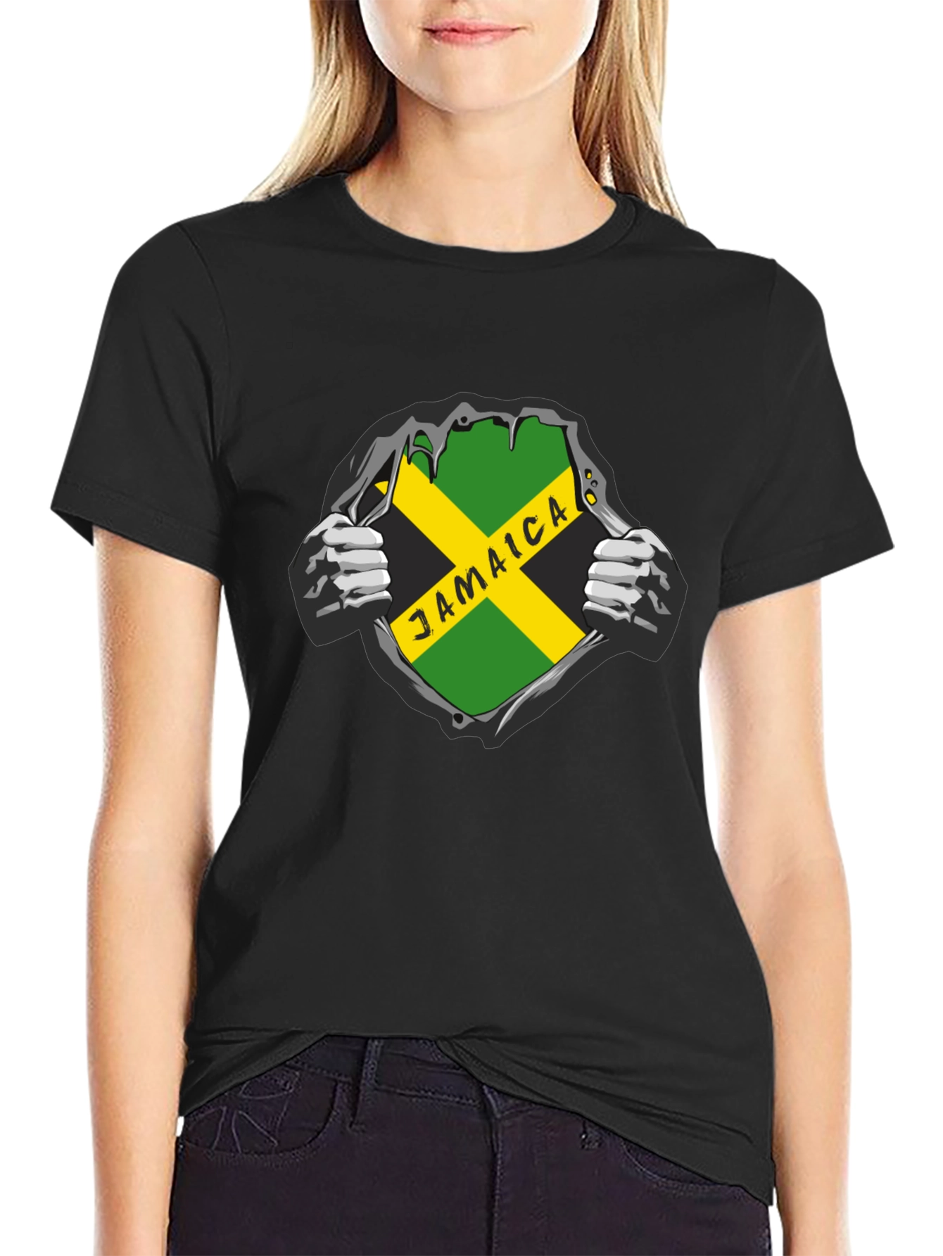 Jamaica Flag Graphic Black T-Shirt