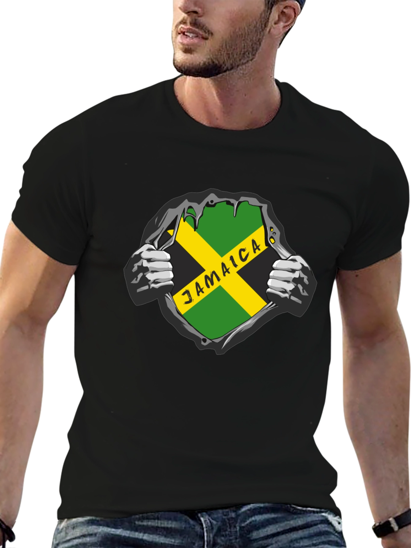 Jamaica Flag Graphic Black T-Shirt