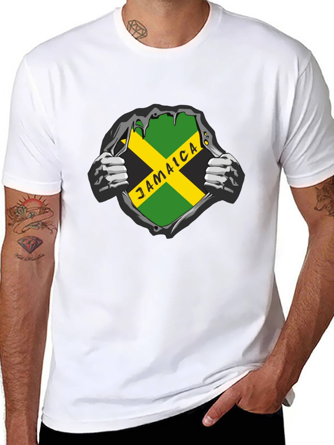 Jamaica Flag Graphic Black T-Shirt