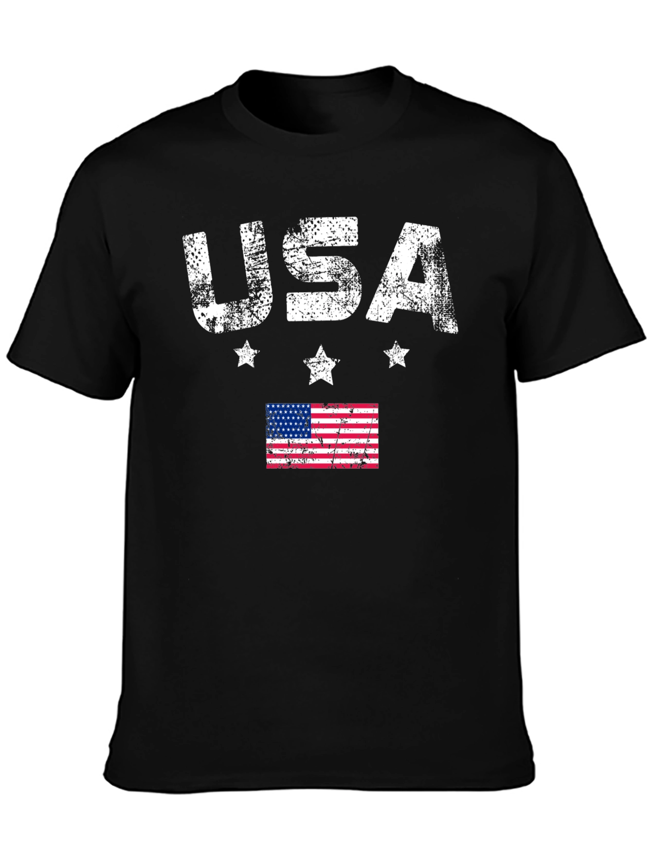 USA Flag Graphic Print Crew Neck T-Shirt