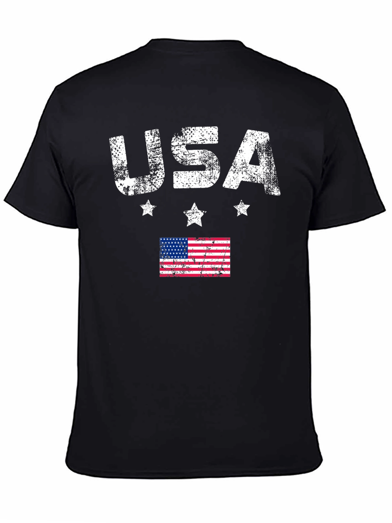 USA Flag Graphic Print Crew Neck T-Shirt