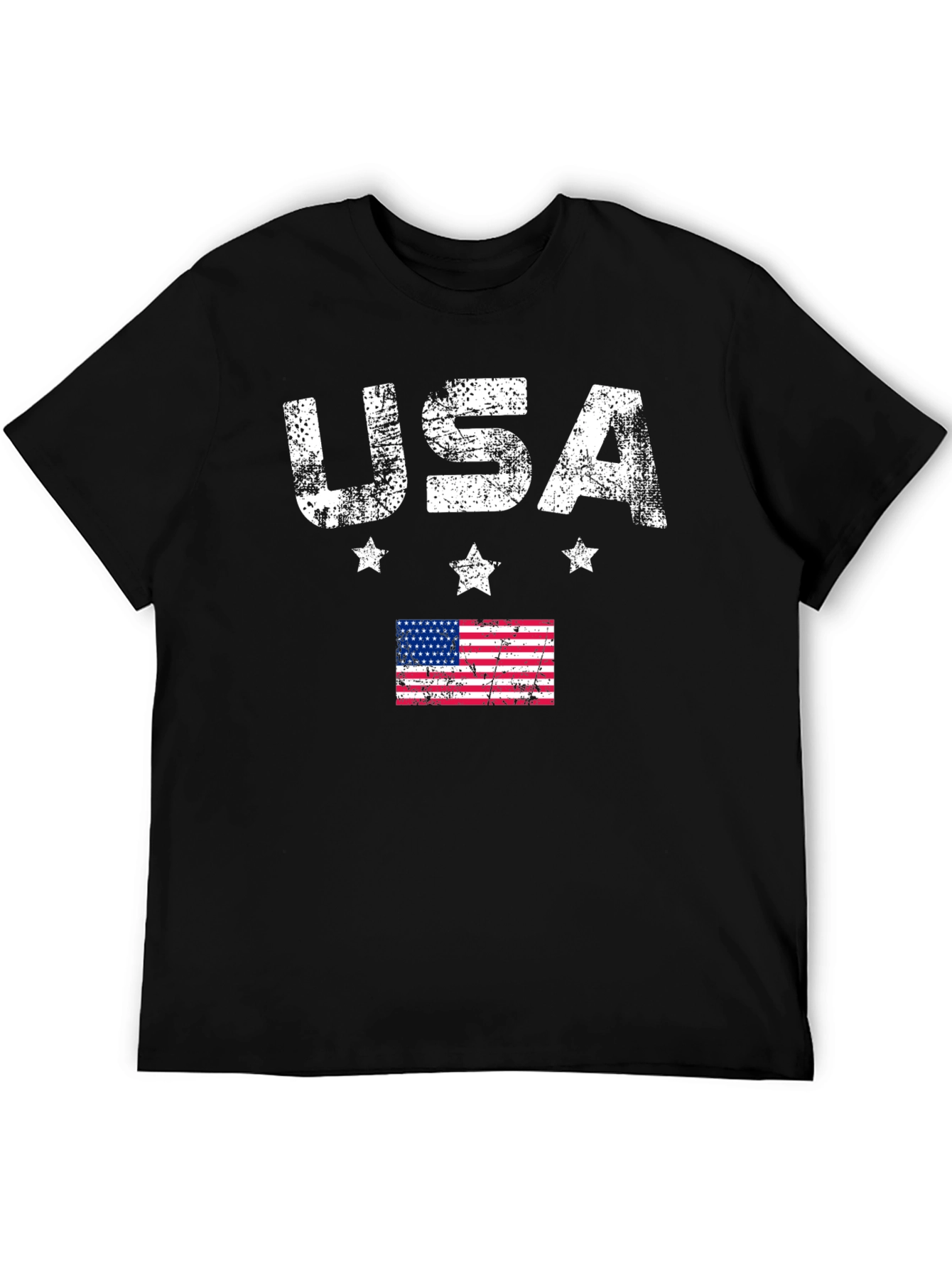 USA Flag Graphic Print Crew Neck T-Shirt