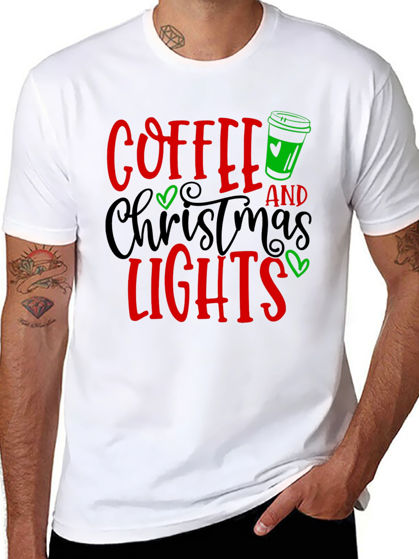 Coffee & Christmas Lights Graphic Tee