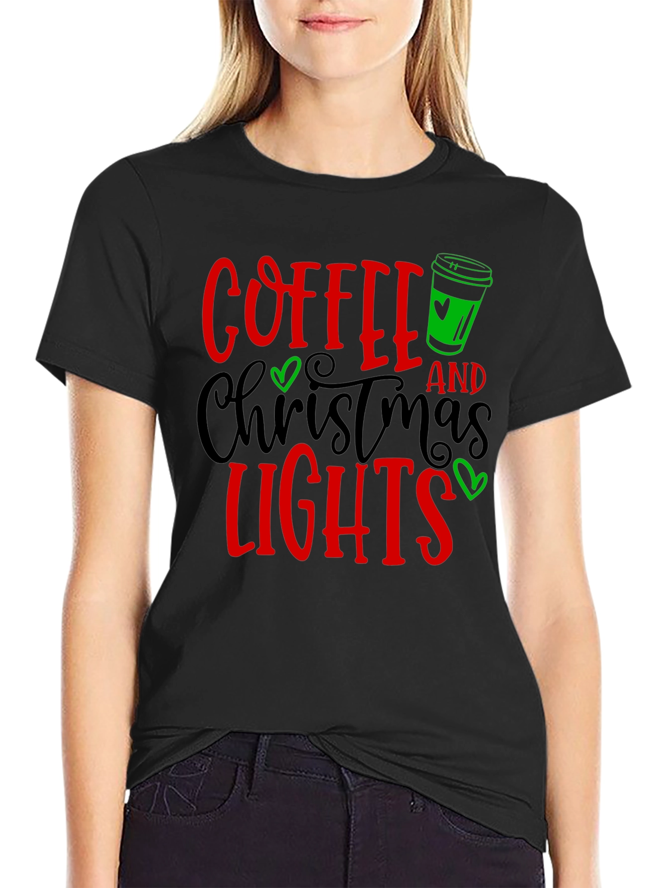 Coffee & Christmas Lights Graphic Tee