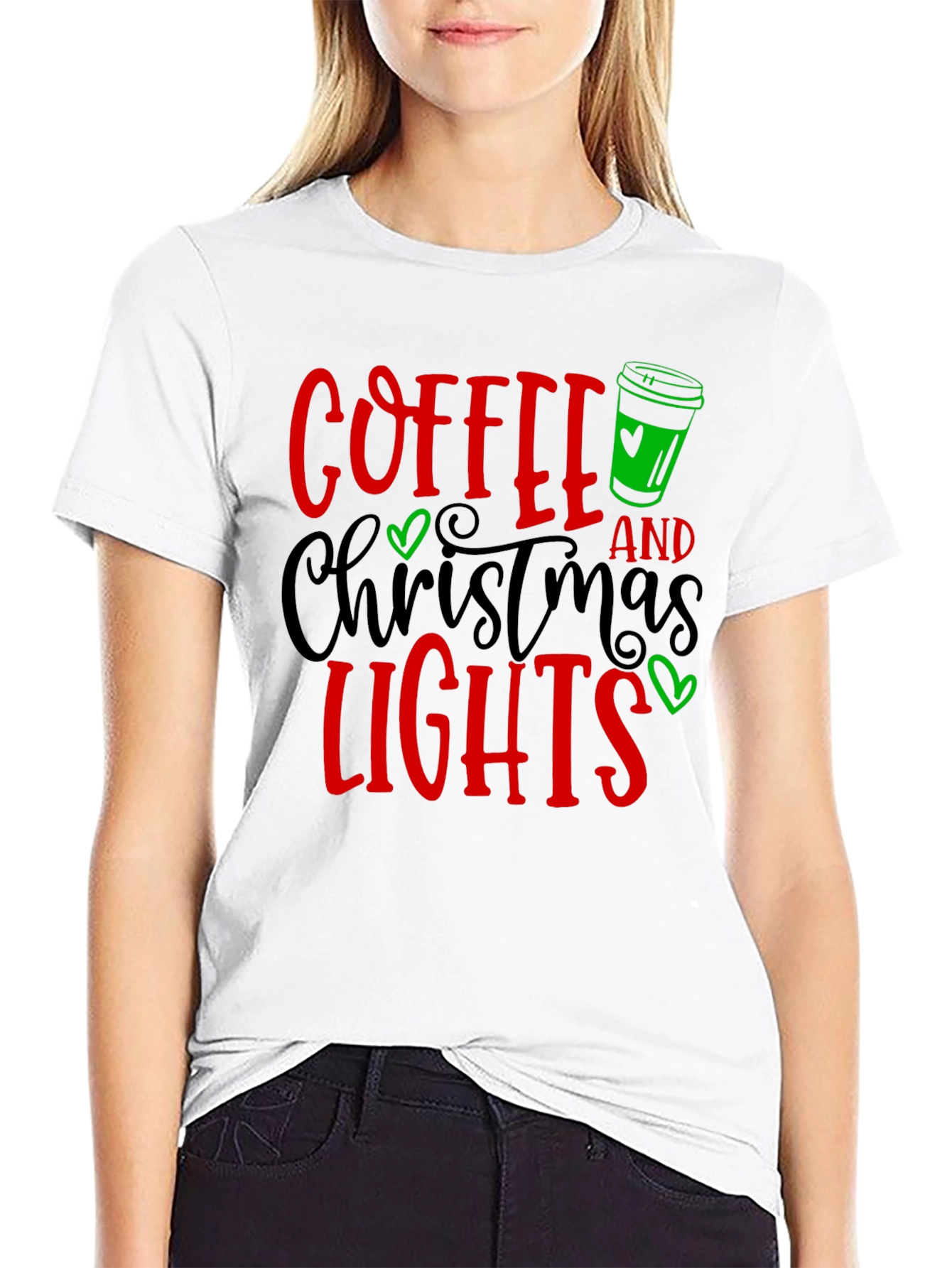 Coffee & Christmas Lights Graphic Tee