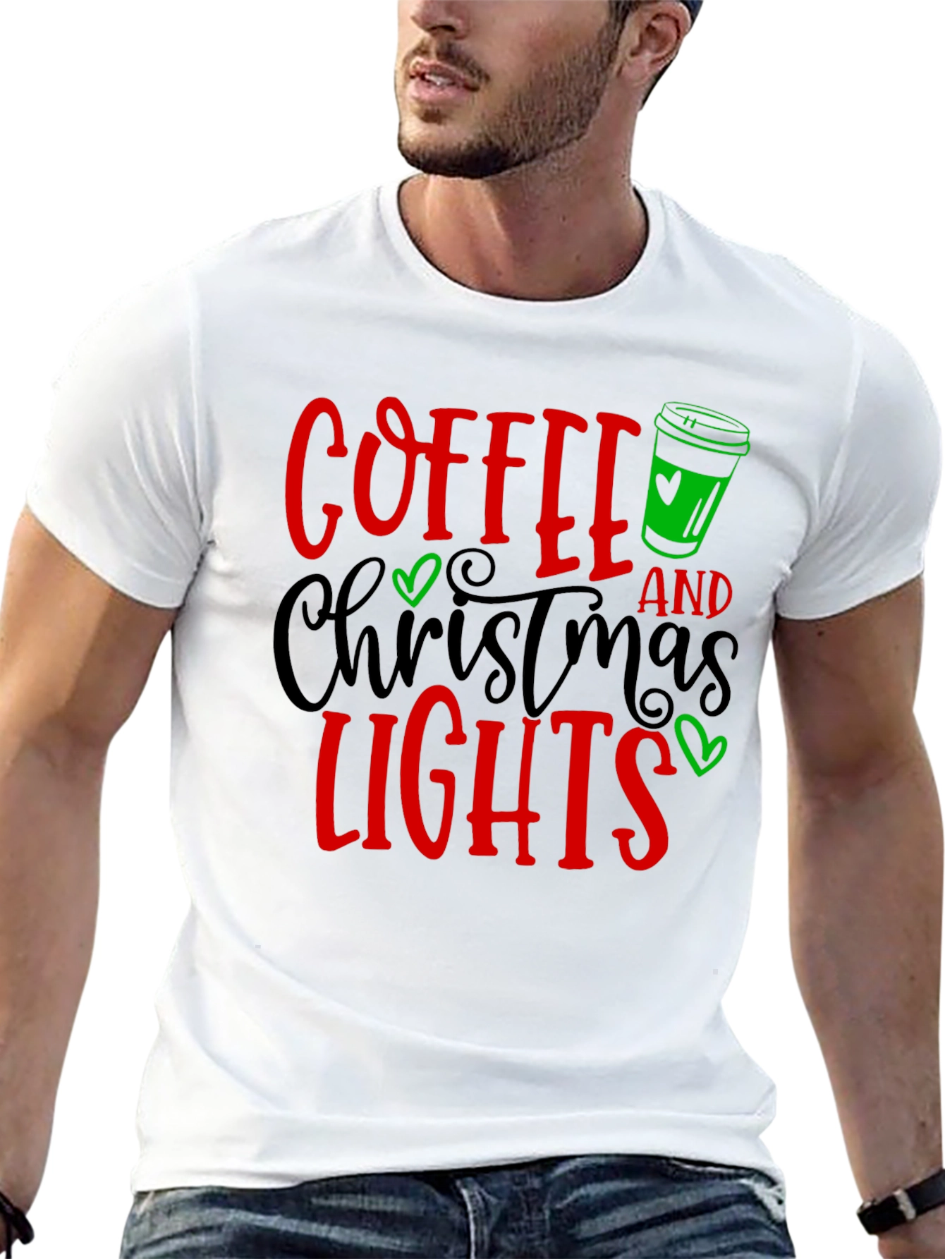 Coffee & Christmas Lights Graphic Tee