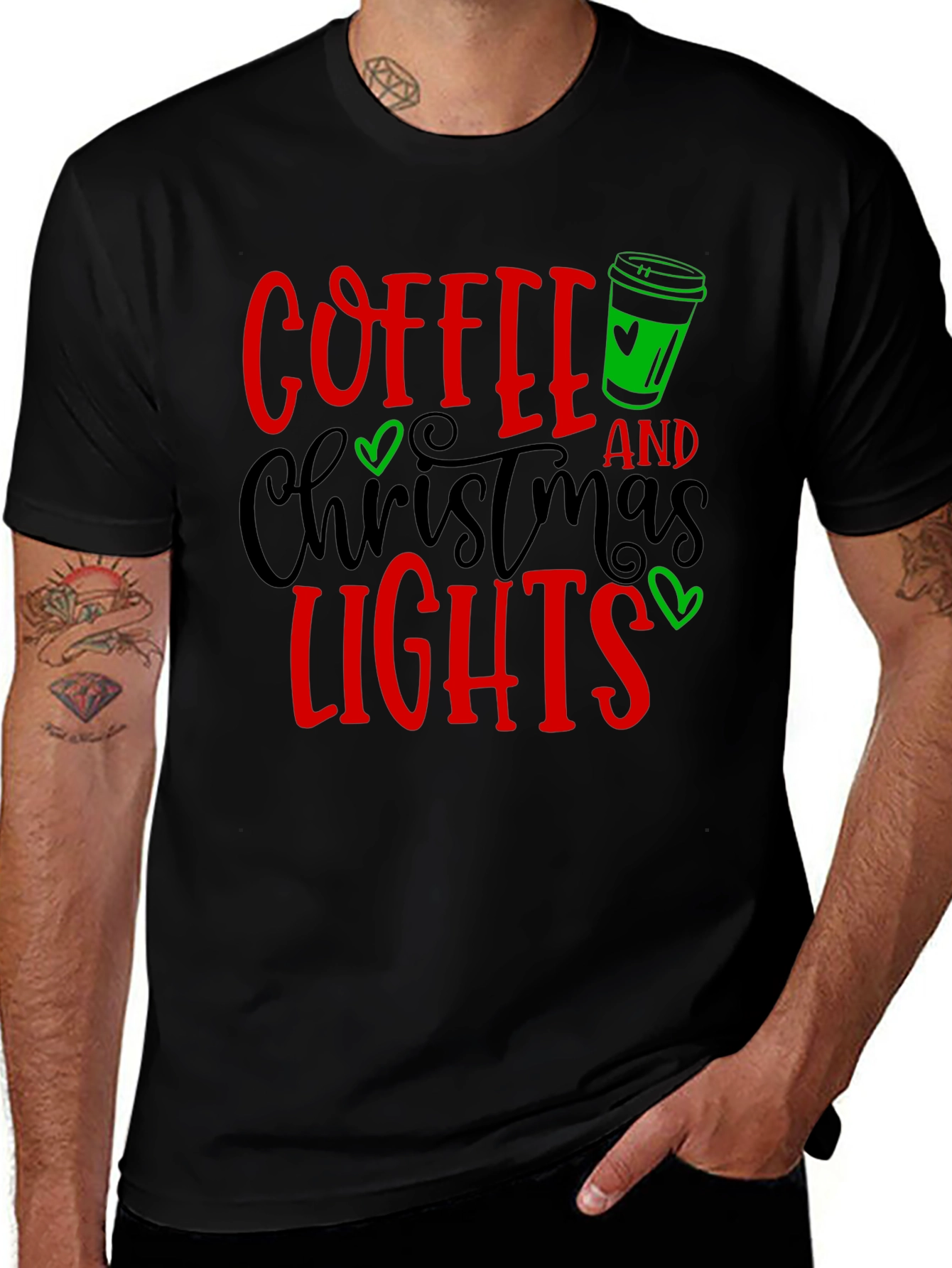 Coffee & Christmas Lights Graphic Tee