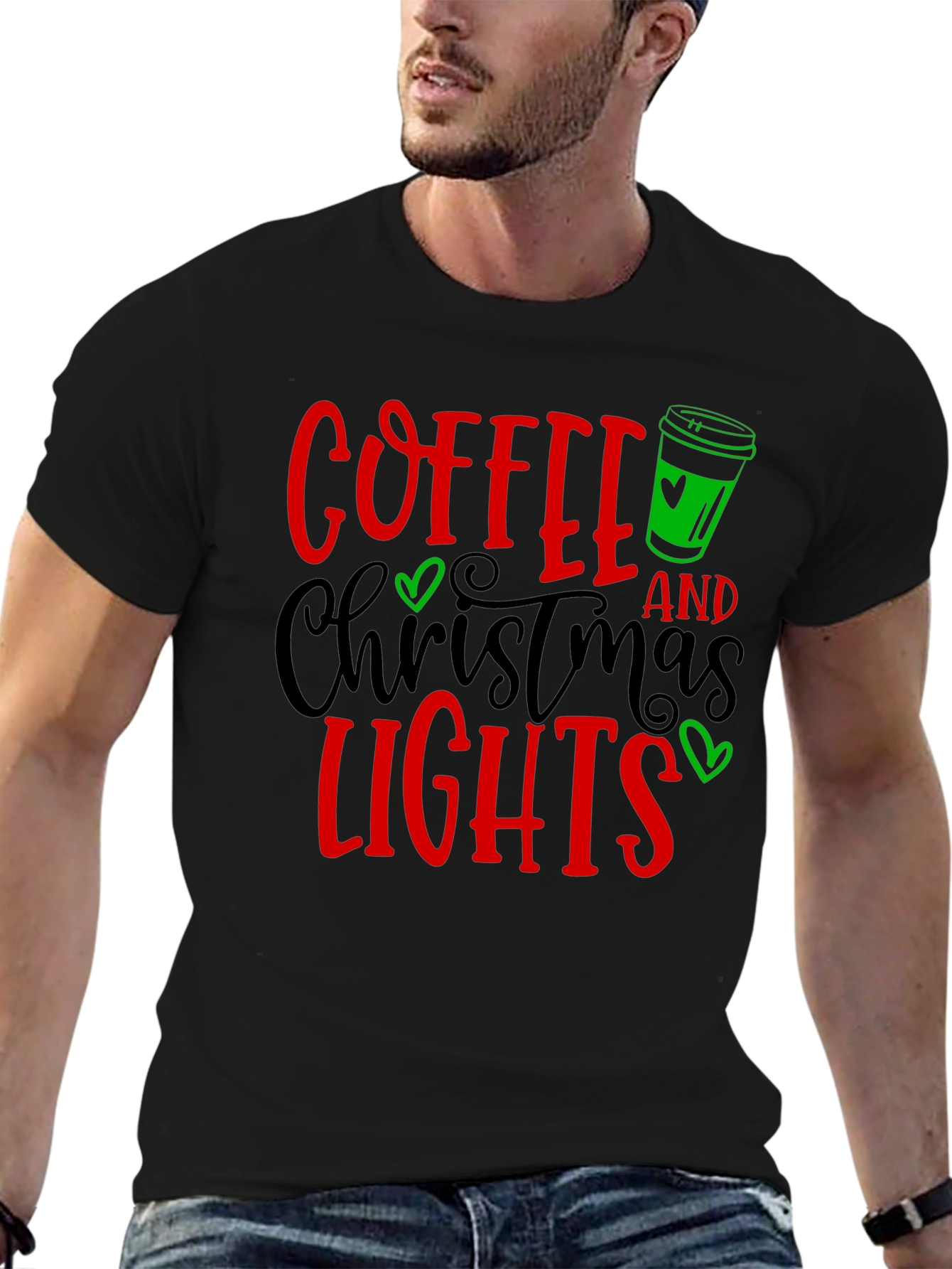 Coffee & Christmas Lights Graphic Tee