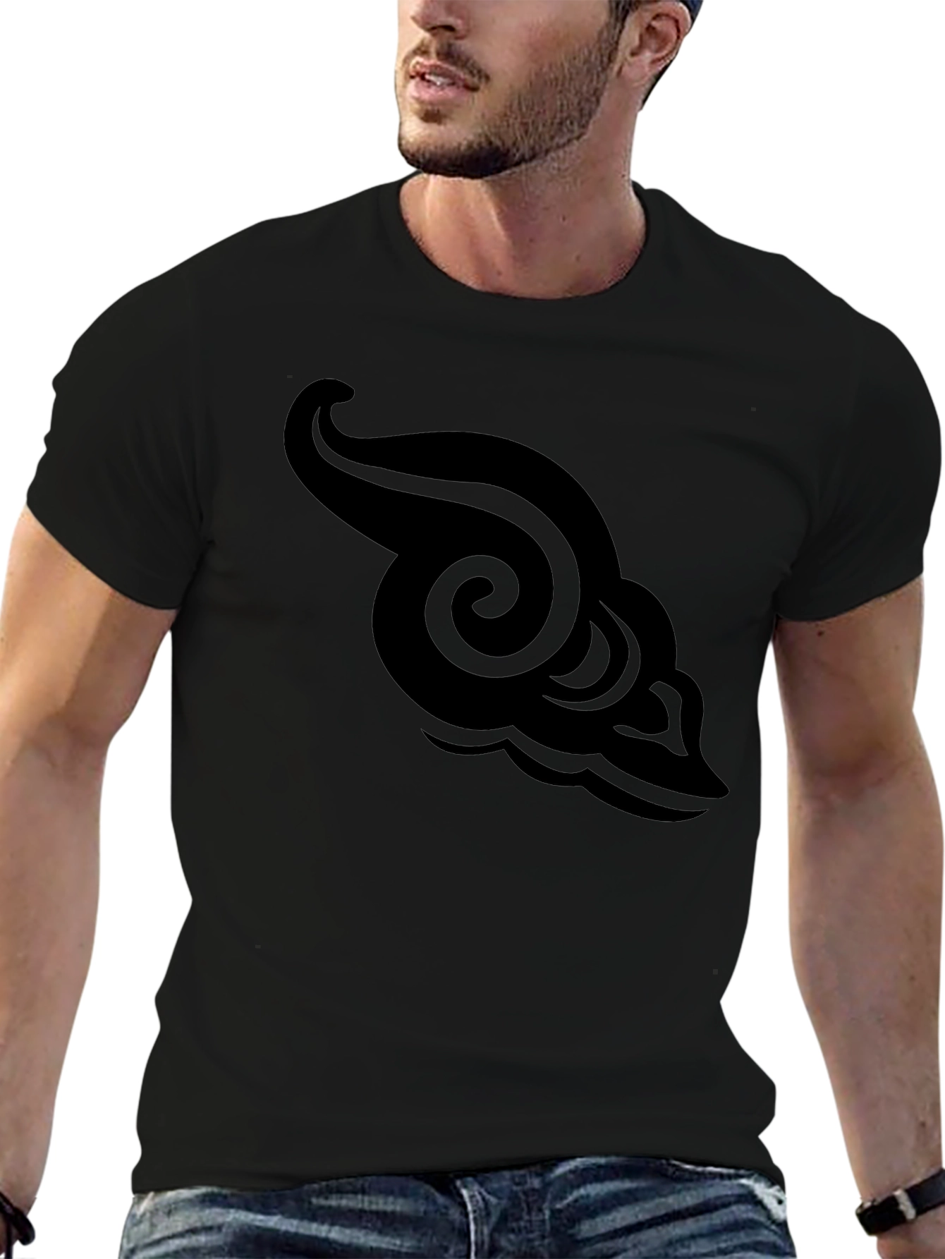 Mens Black T-Shirt with Cloud Graphic