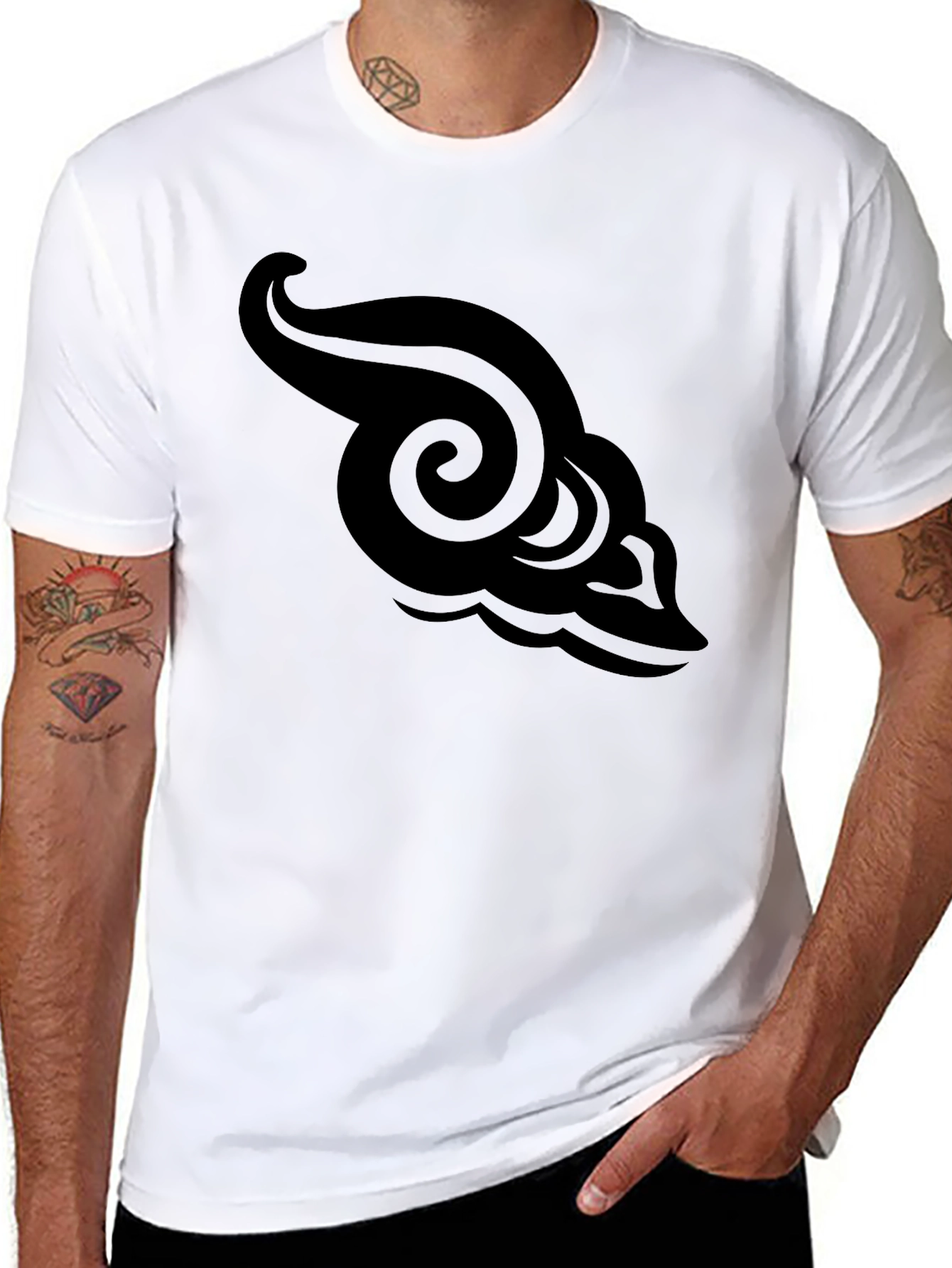 Mens Black T-Shirt with Cloud Graphic