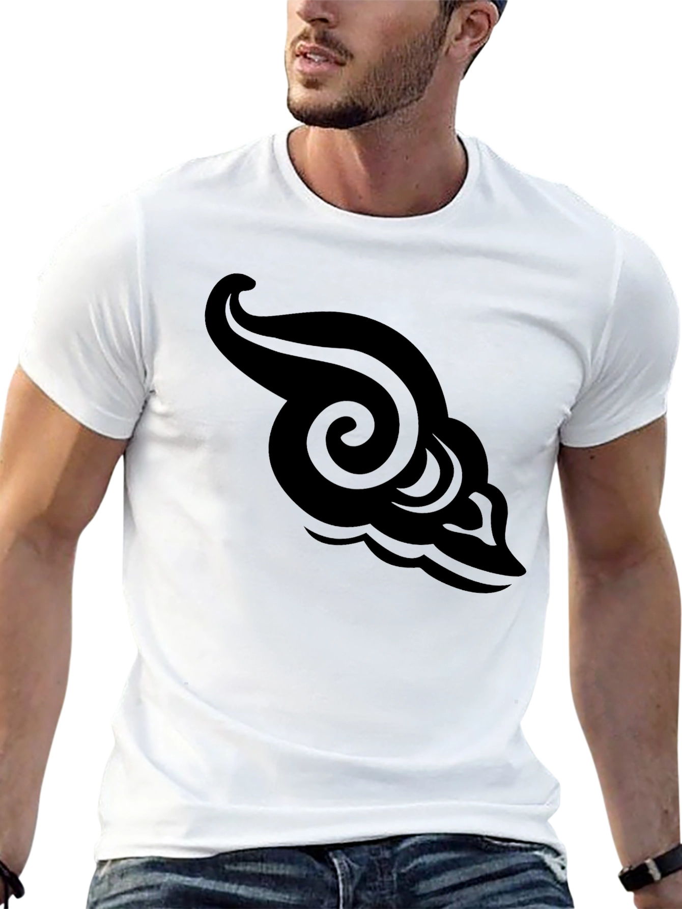 Mens Black T-Shirt with Cloud Graphic