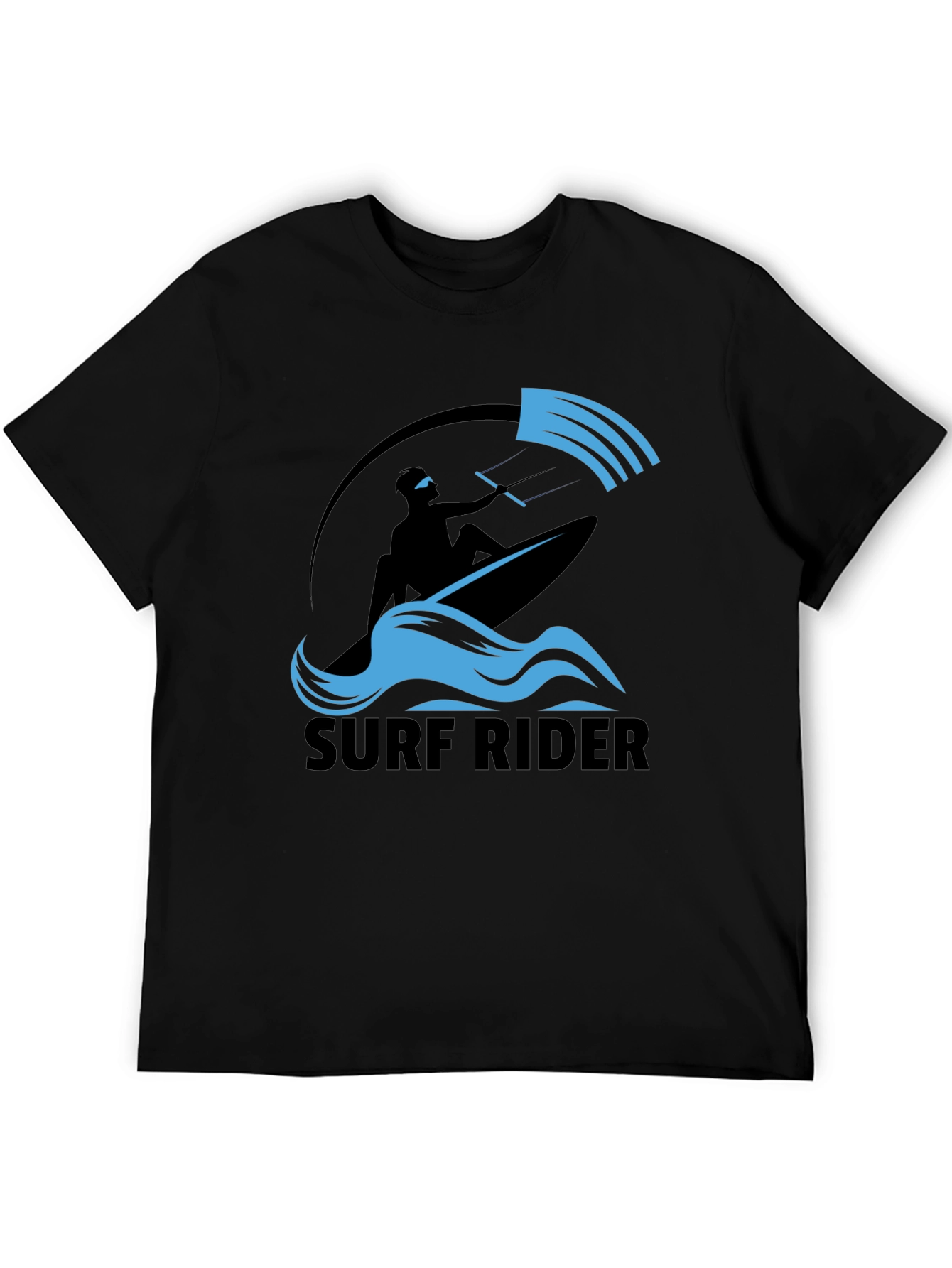 Surf Rider Graphic Tee - Black Cotton T-Shirt