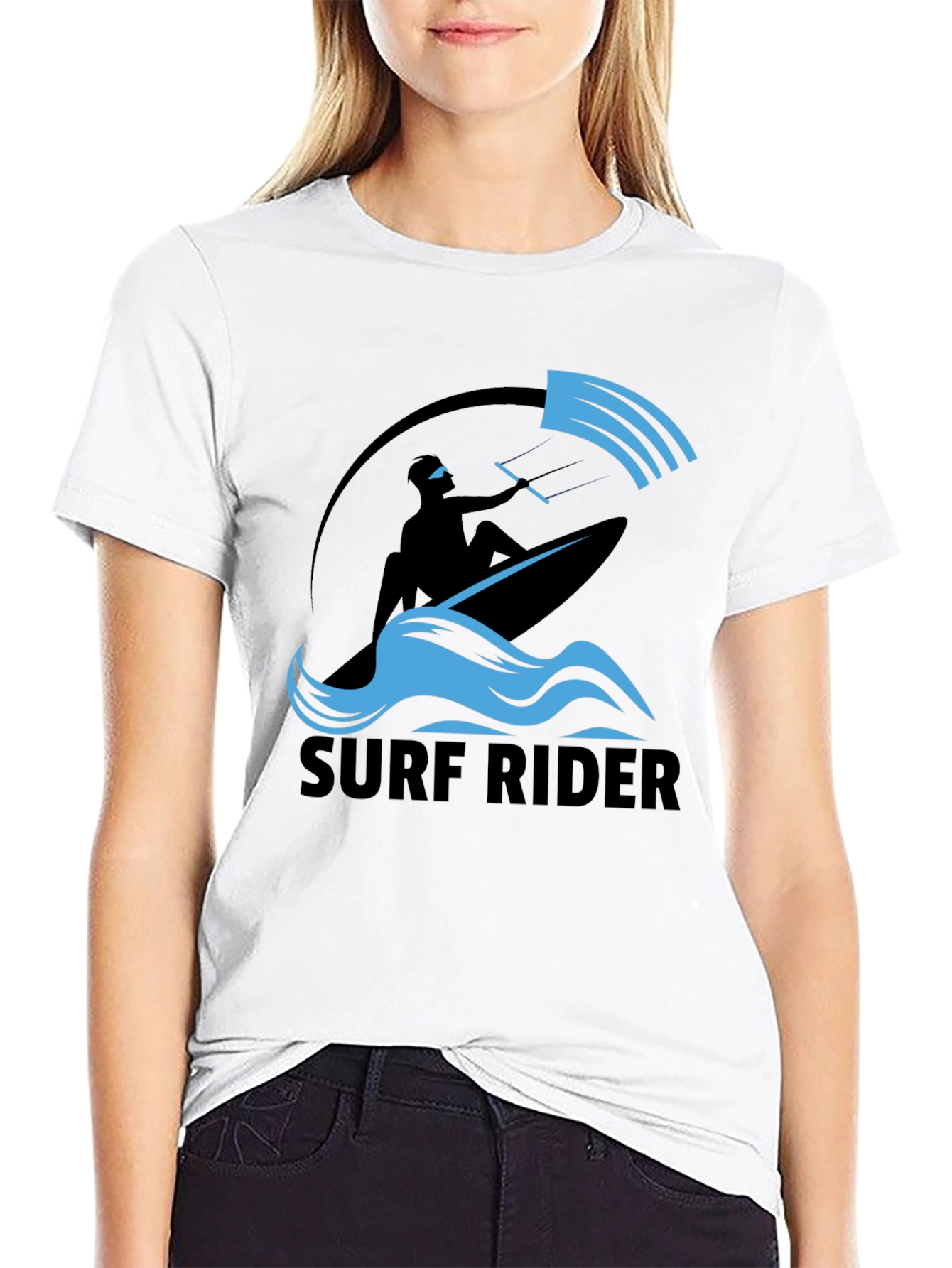 Surf Rider Graphic Tee - Black Cotton T-Shirt