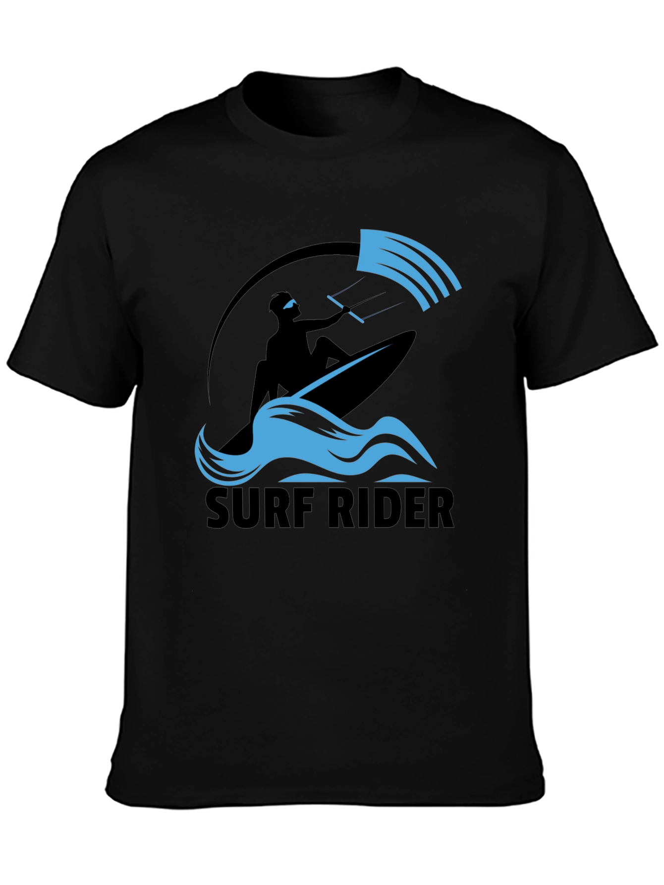 Surf Rider Graphic Tee - Black Cotton T-Shirt