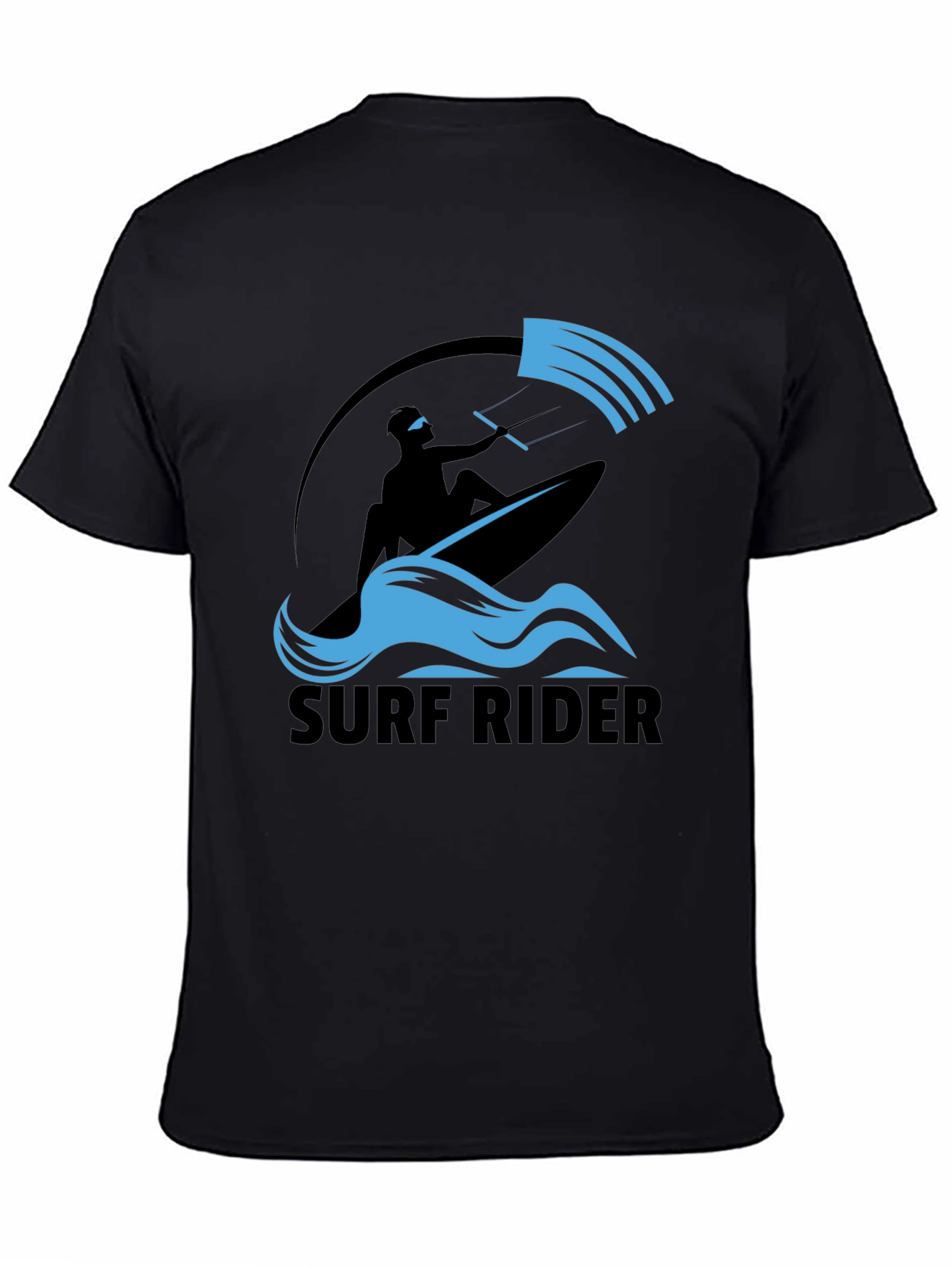 Surf Rider Graphic Tee - Black Cotton T-Shirt