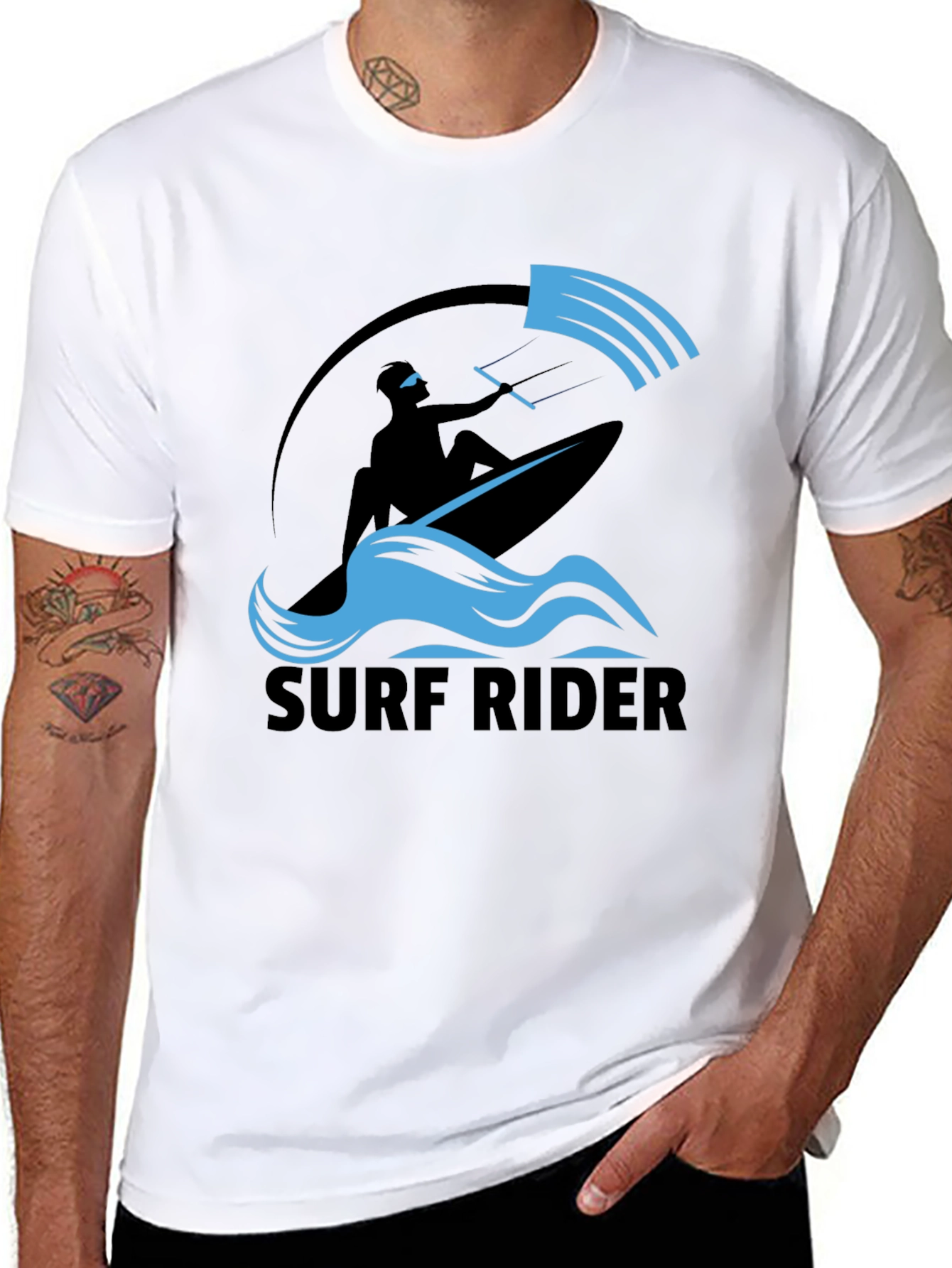 Surf Rider Graphic Tee - Black Cotton T-Shirt