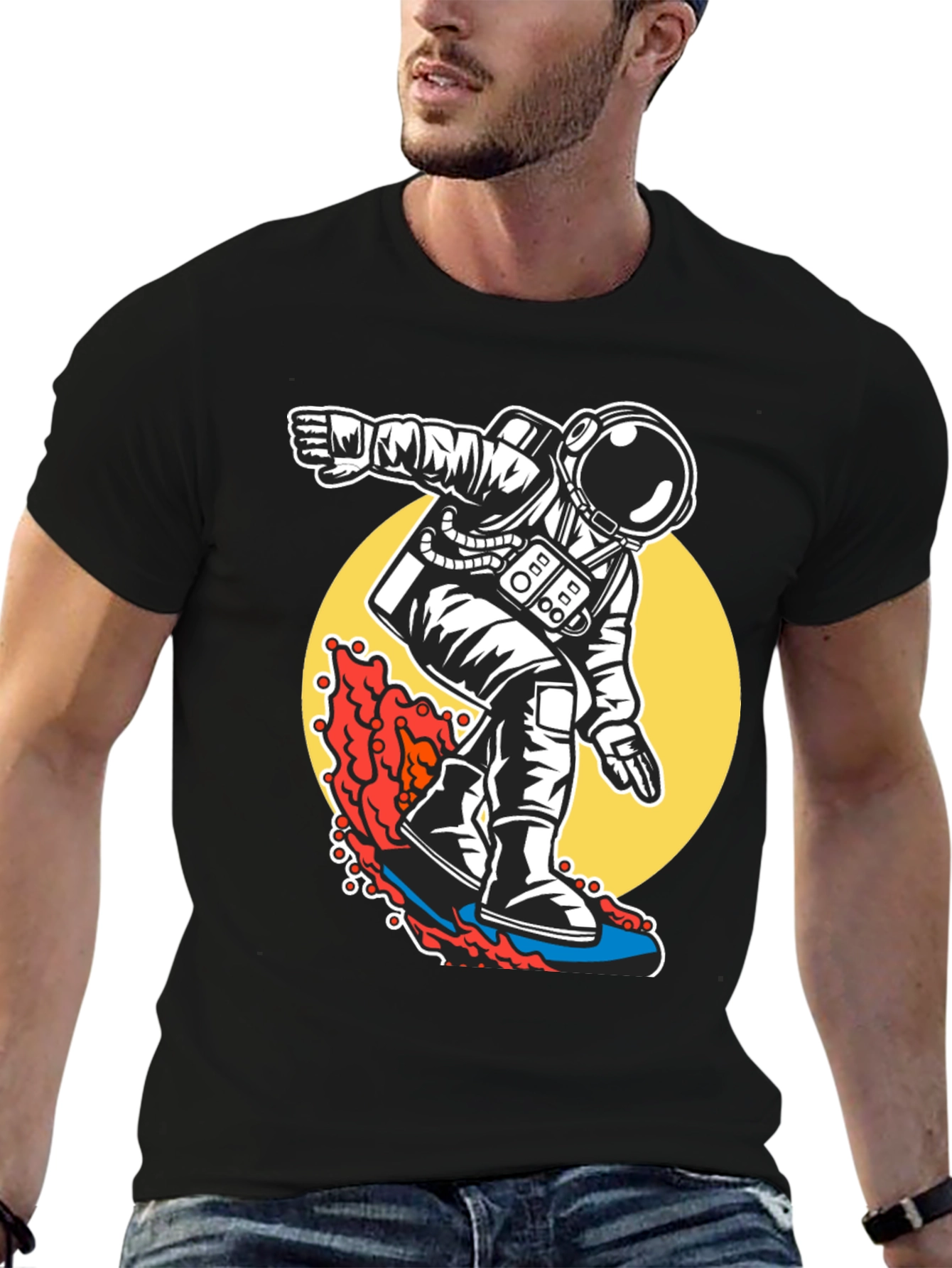 Surfing Astronaut T-Shirt - Ride the Waves of Space!