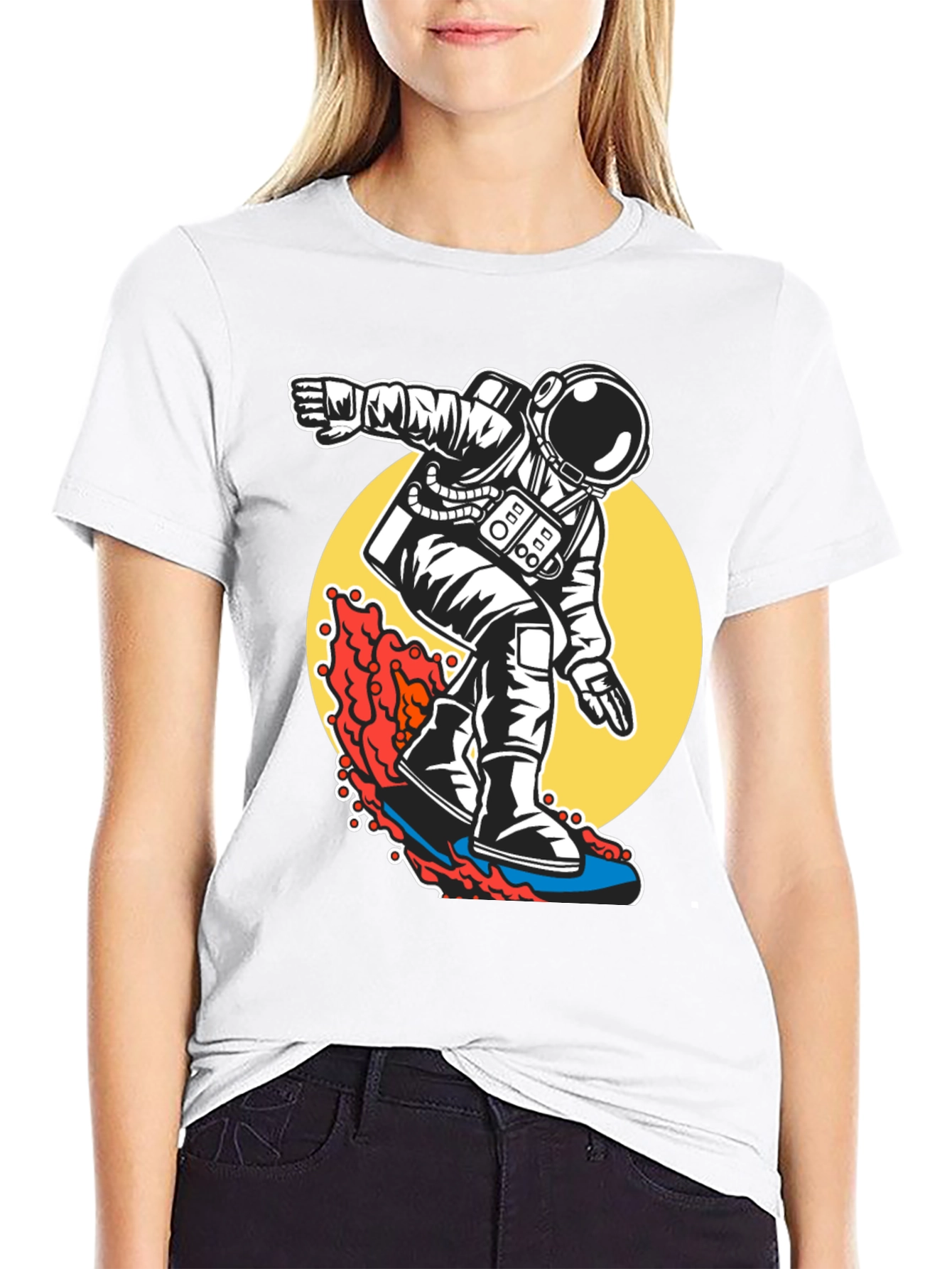 Surfing Astronaut T-Shirt - Ride the Waves of Space!