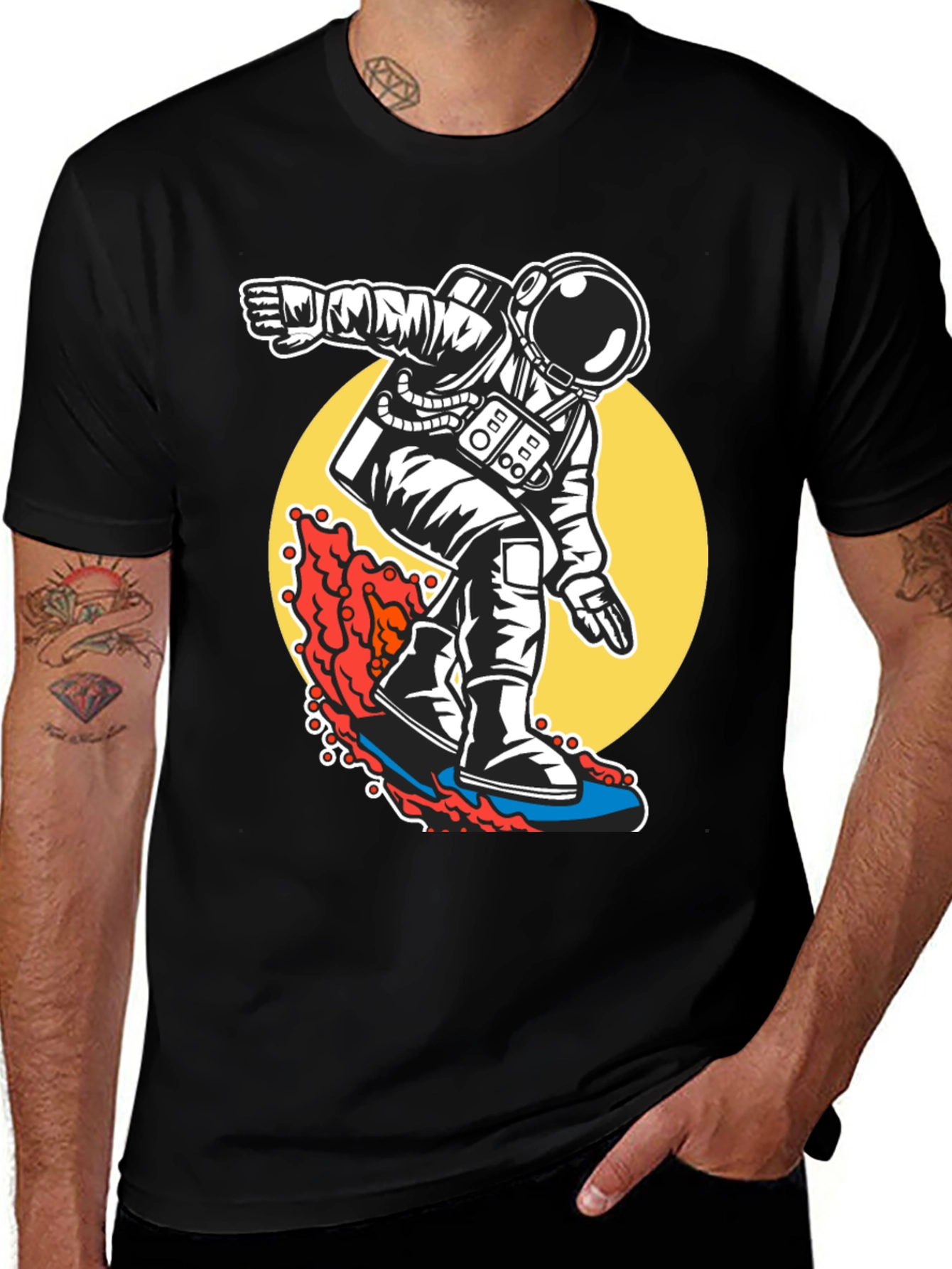 Surfing Astronaut T-Shirt - Ride the Waves of Space!