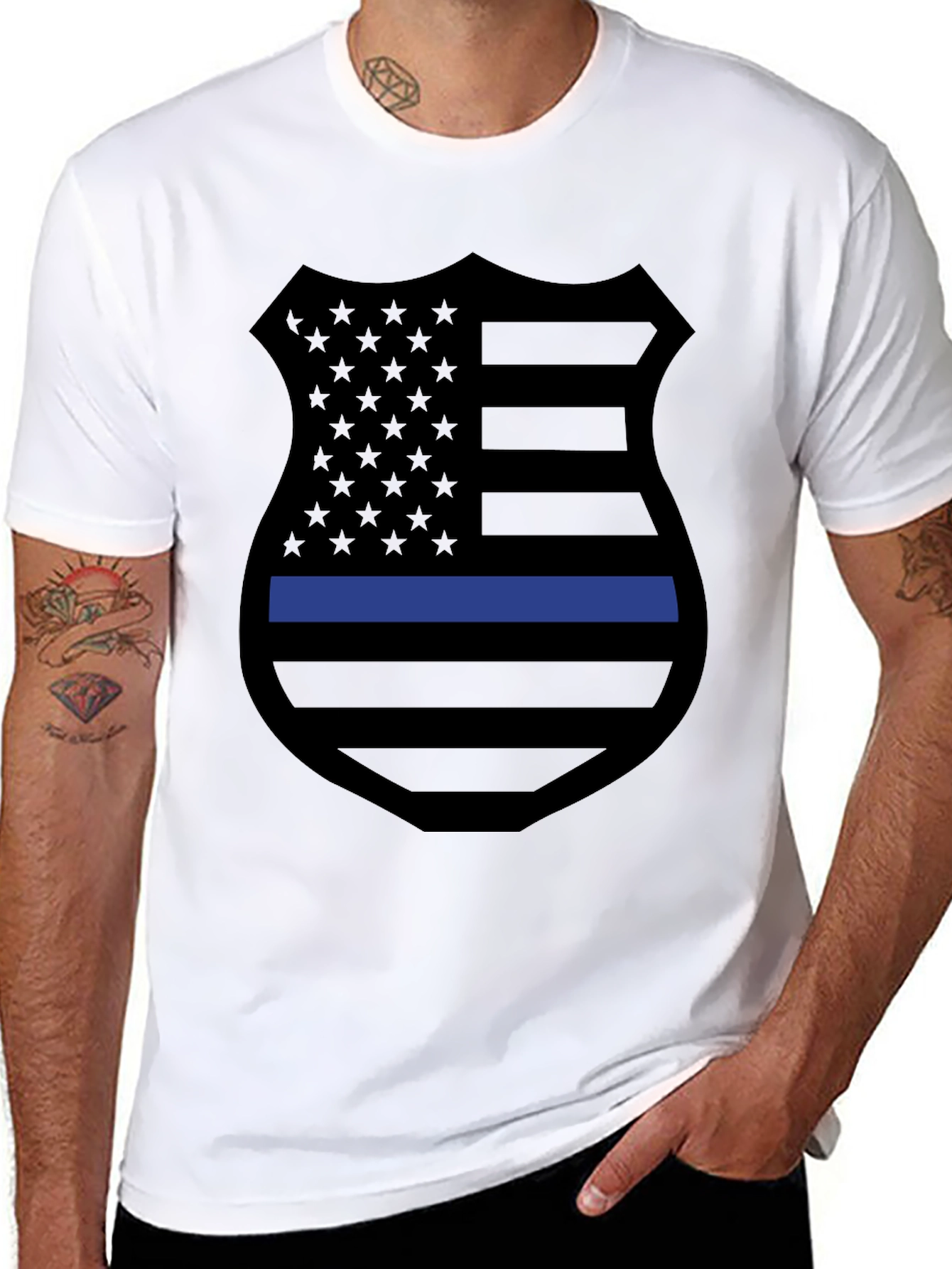 Thin Blue Line Shield Graphic Tee