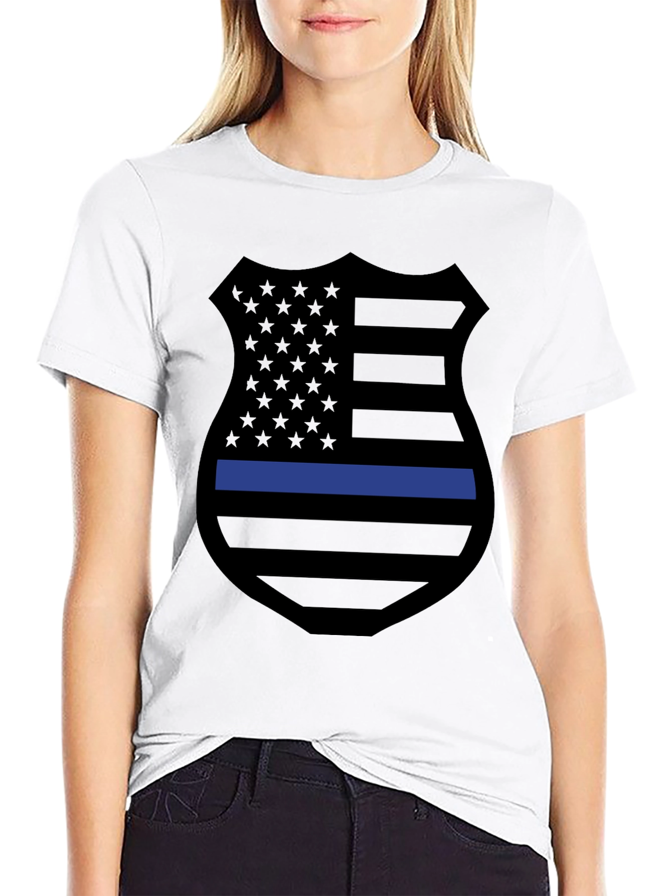 Thin Blue Line Shield Graphic Tee