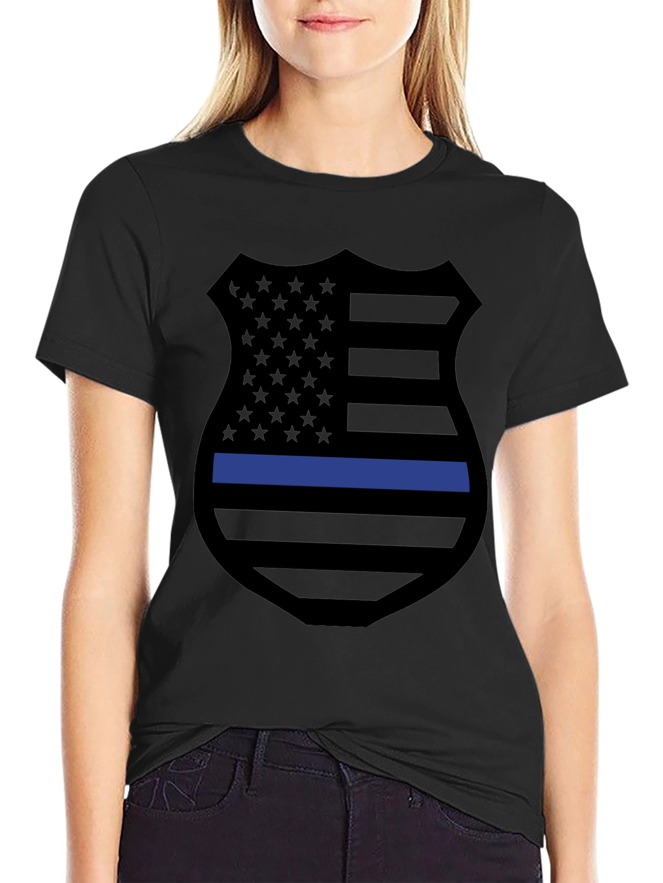 Thin Blue Line Shield Graphic Tee