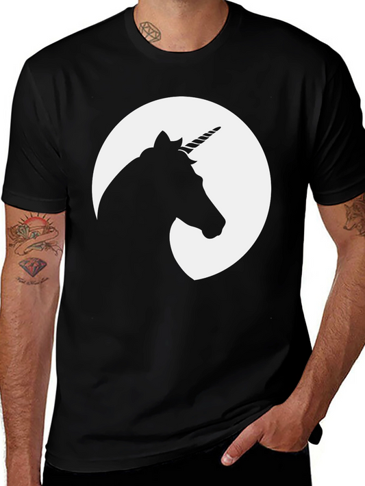 Unicorn Silhouette Tee - Black Cotton Graphic T-Shirt