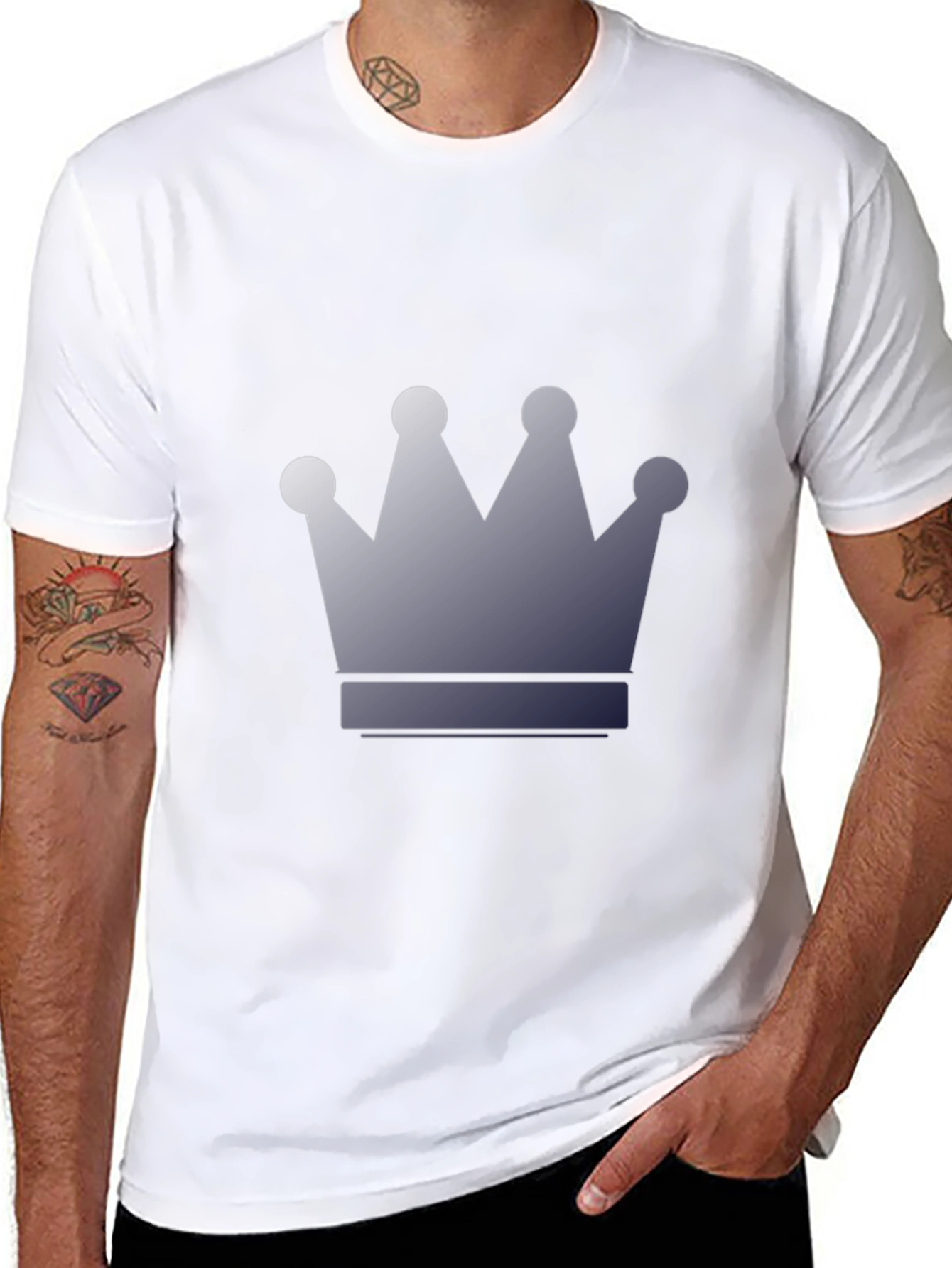 Mens Black T-Shirt with Crown Graphic