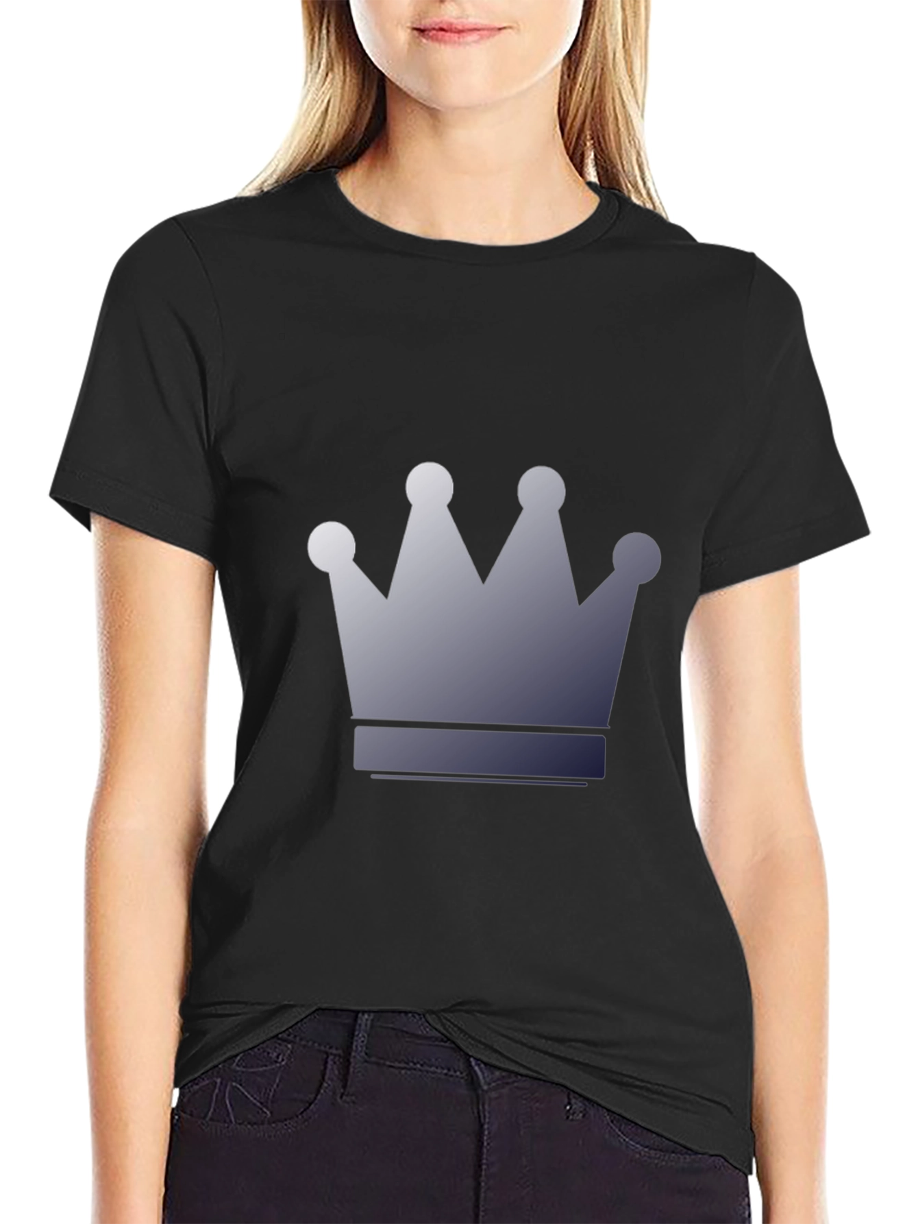 Mens Black T-Shirt with Crown Graphic