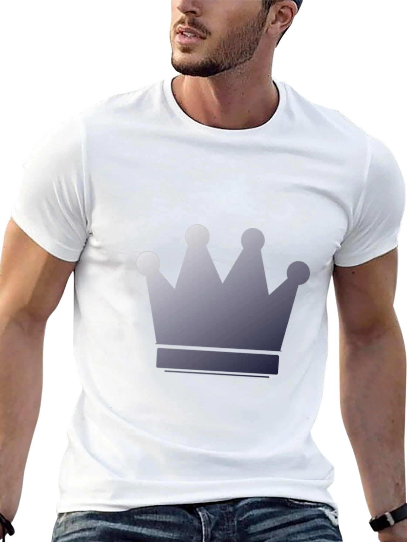 Mens Black T-Shirt with Crown Graphic