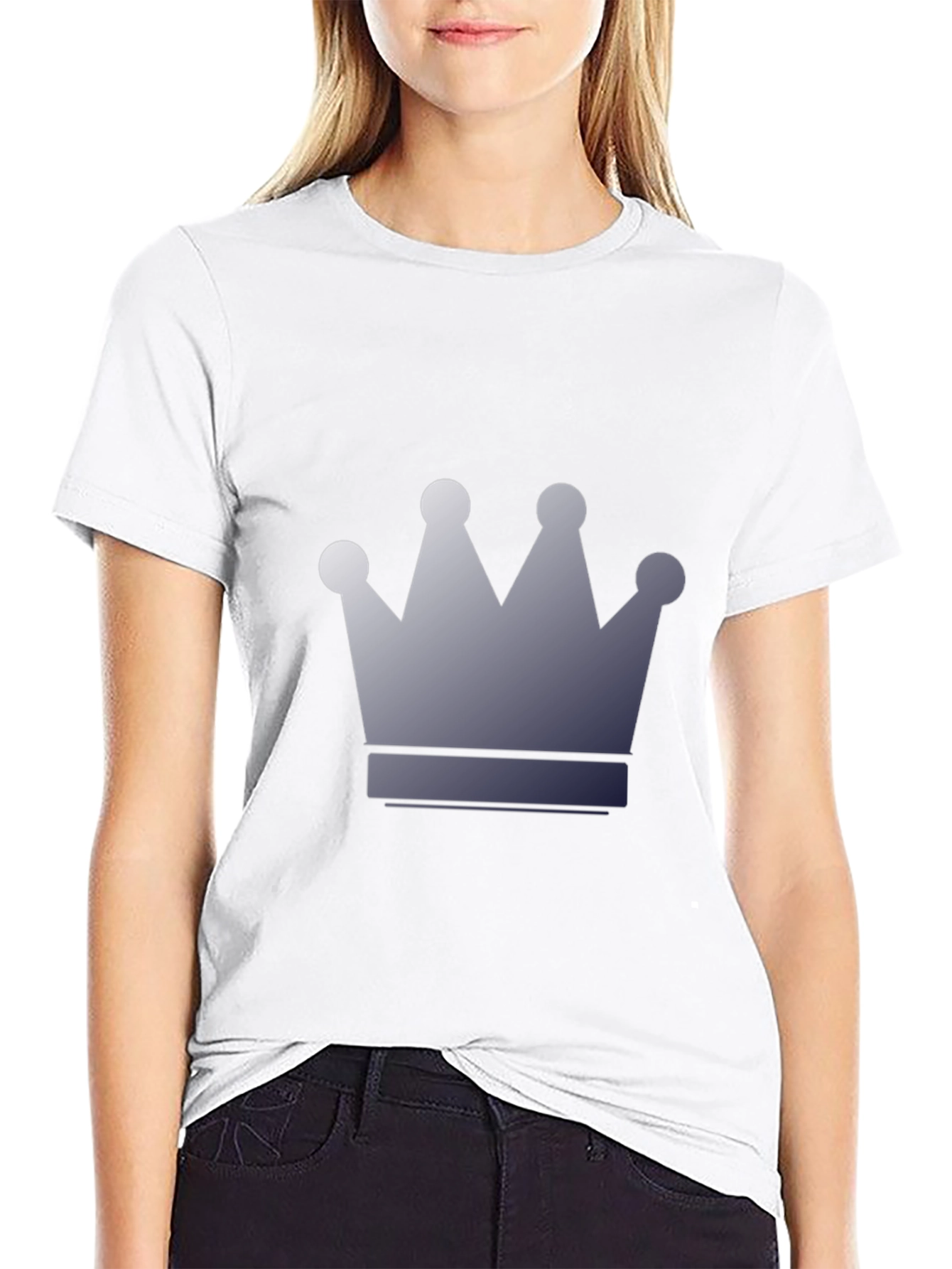 Mens Black T-Shirt with Crown Graphic