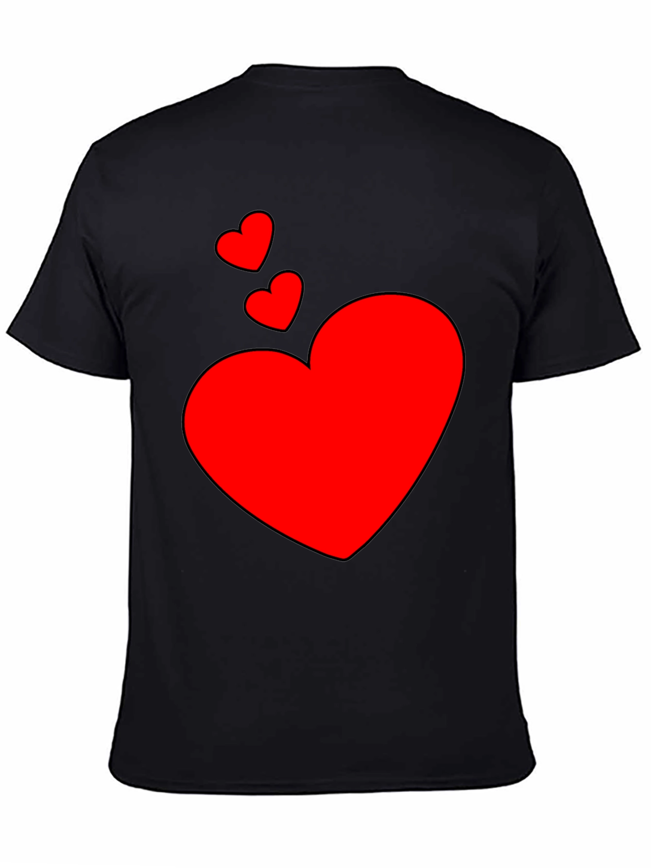Heart Print Black T-Shirt - Casual Style