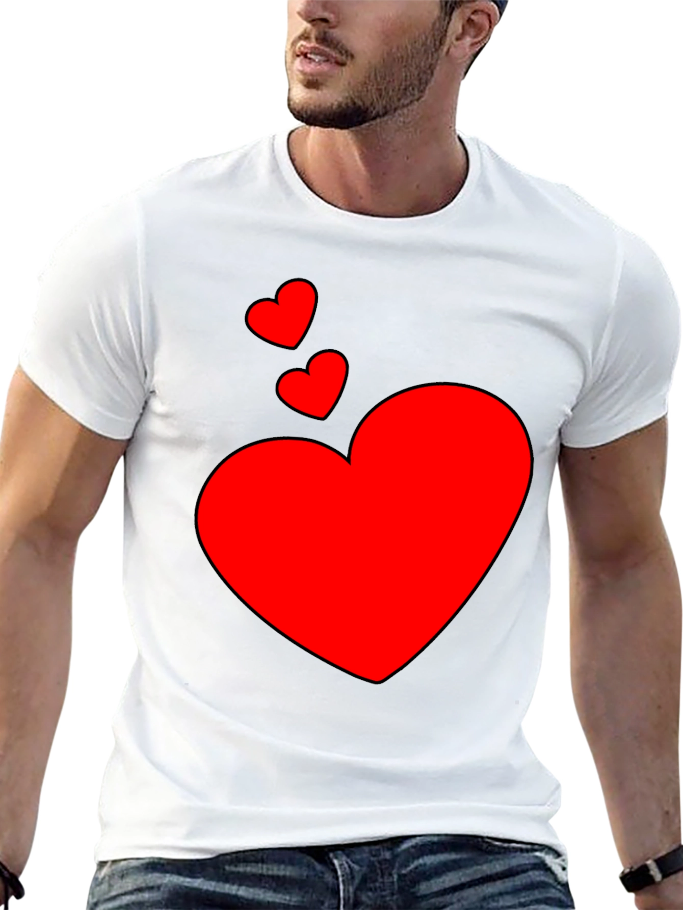 Heart Print Black T-Shirt - Casual Style