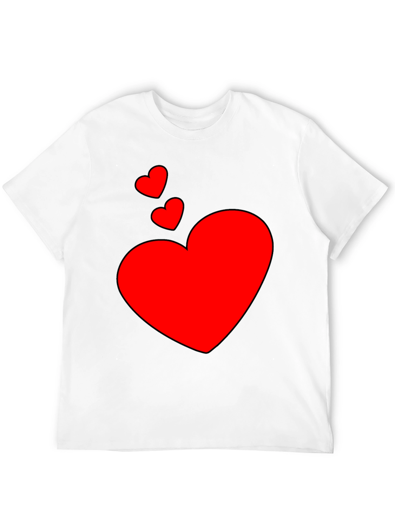 Heart Print Black T-Shirt - Casual Style